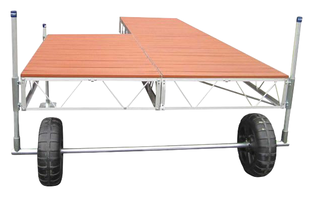 Image of Patriot Docks Patio Roll-In Dock with Aluminum Decking - Brown - 32'