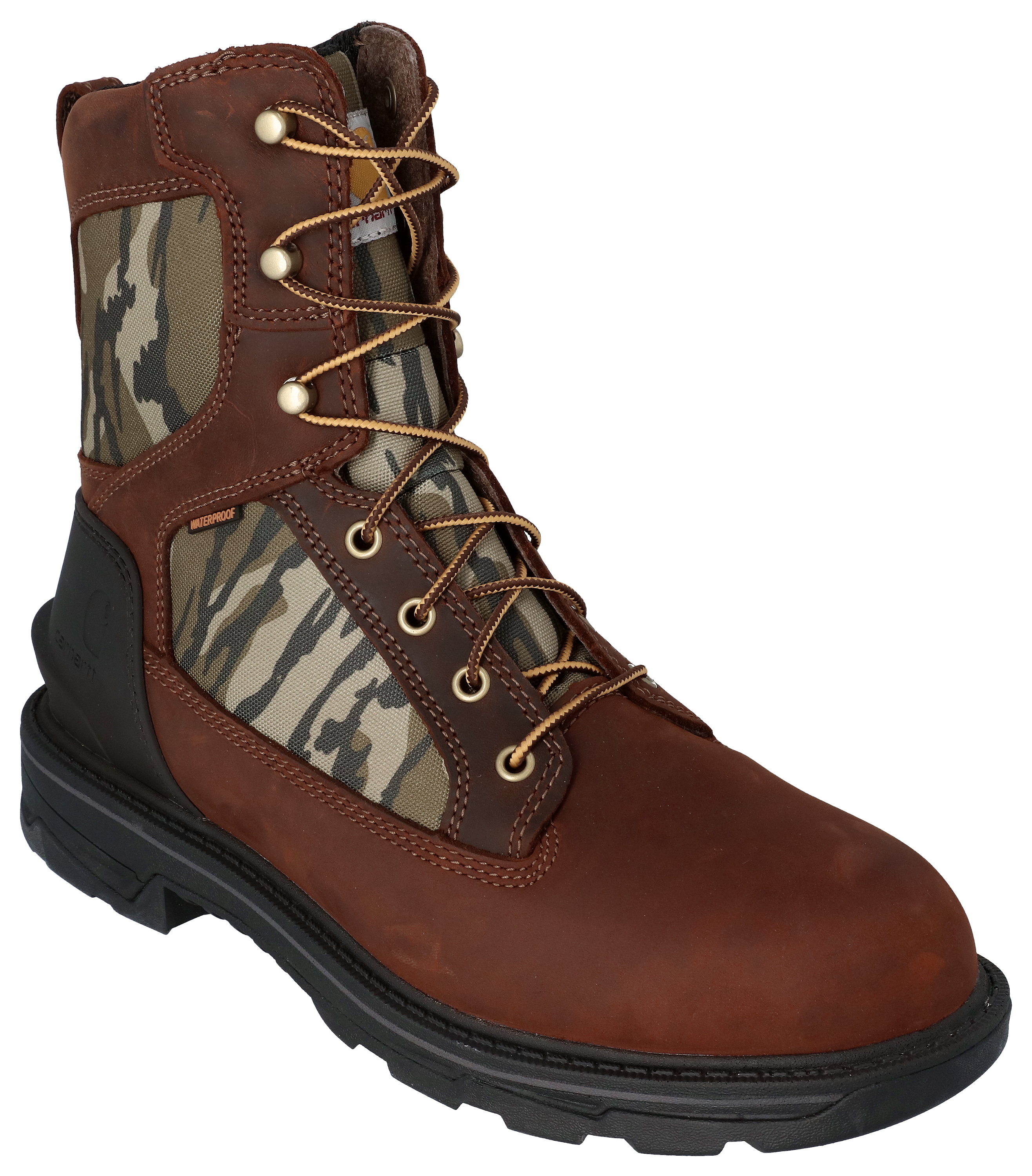 Image of Carhartt Ironwood Waterproof Camo Work Boots for Men - Brown/Camo - 8W