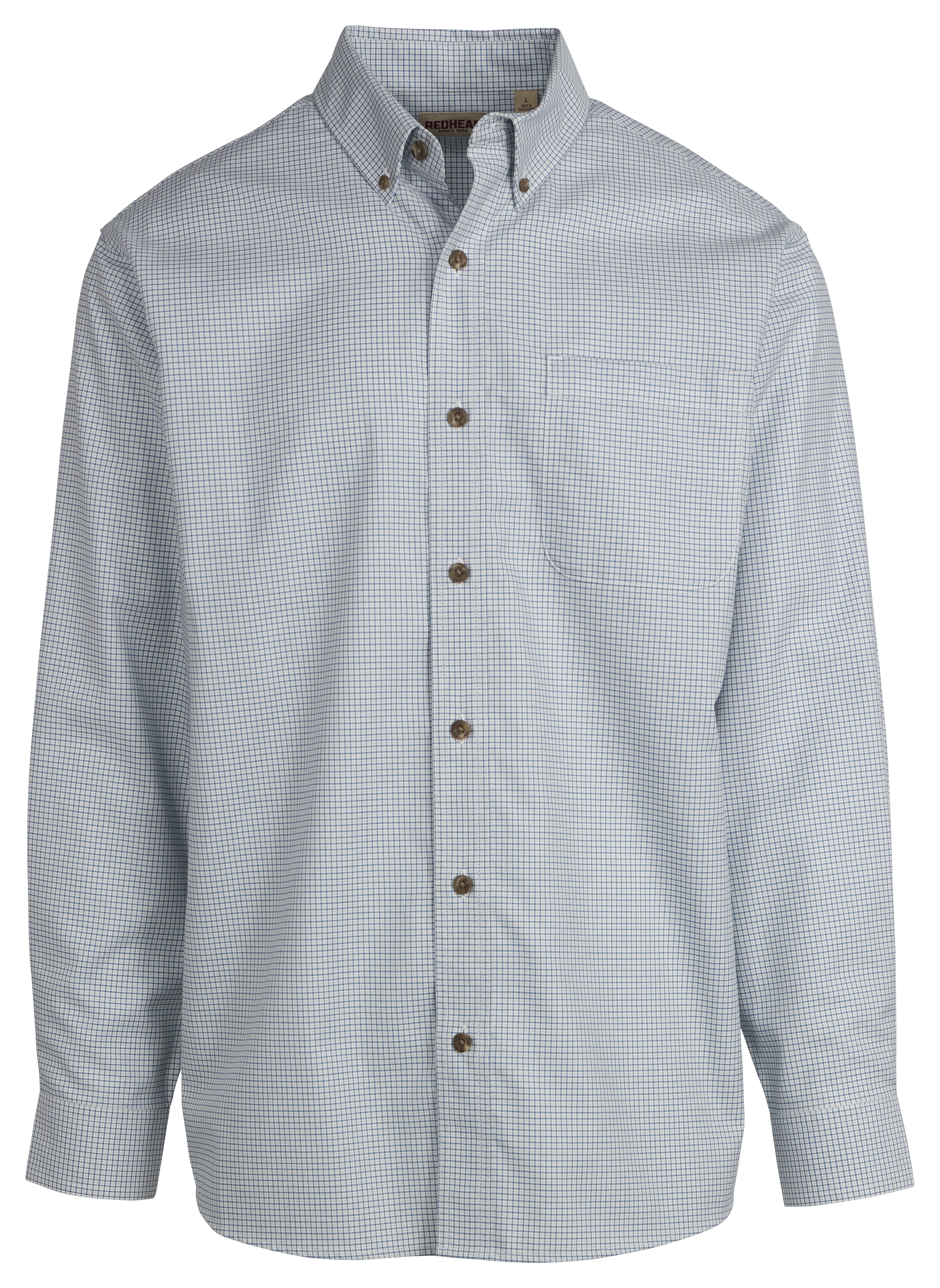 Image of RedHead Wrinkle-Free Easy-Care Button-Down Long-Sleeve Shirt - Denim Check