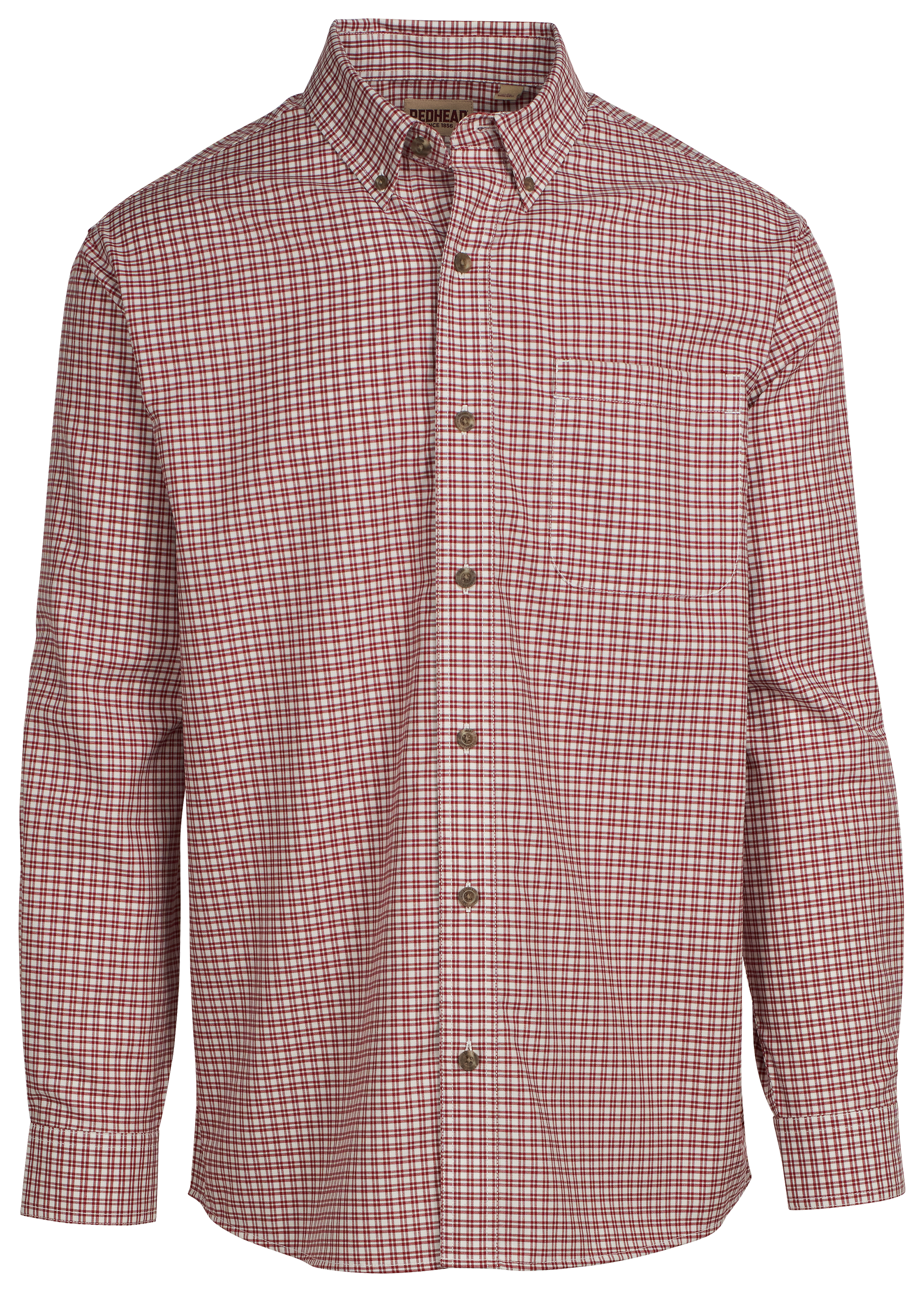 Image of RedHead Wrinkle-Free Easy-Care Button-Down Long-Sleeve Shirt - Red Trooper Plaid