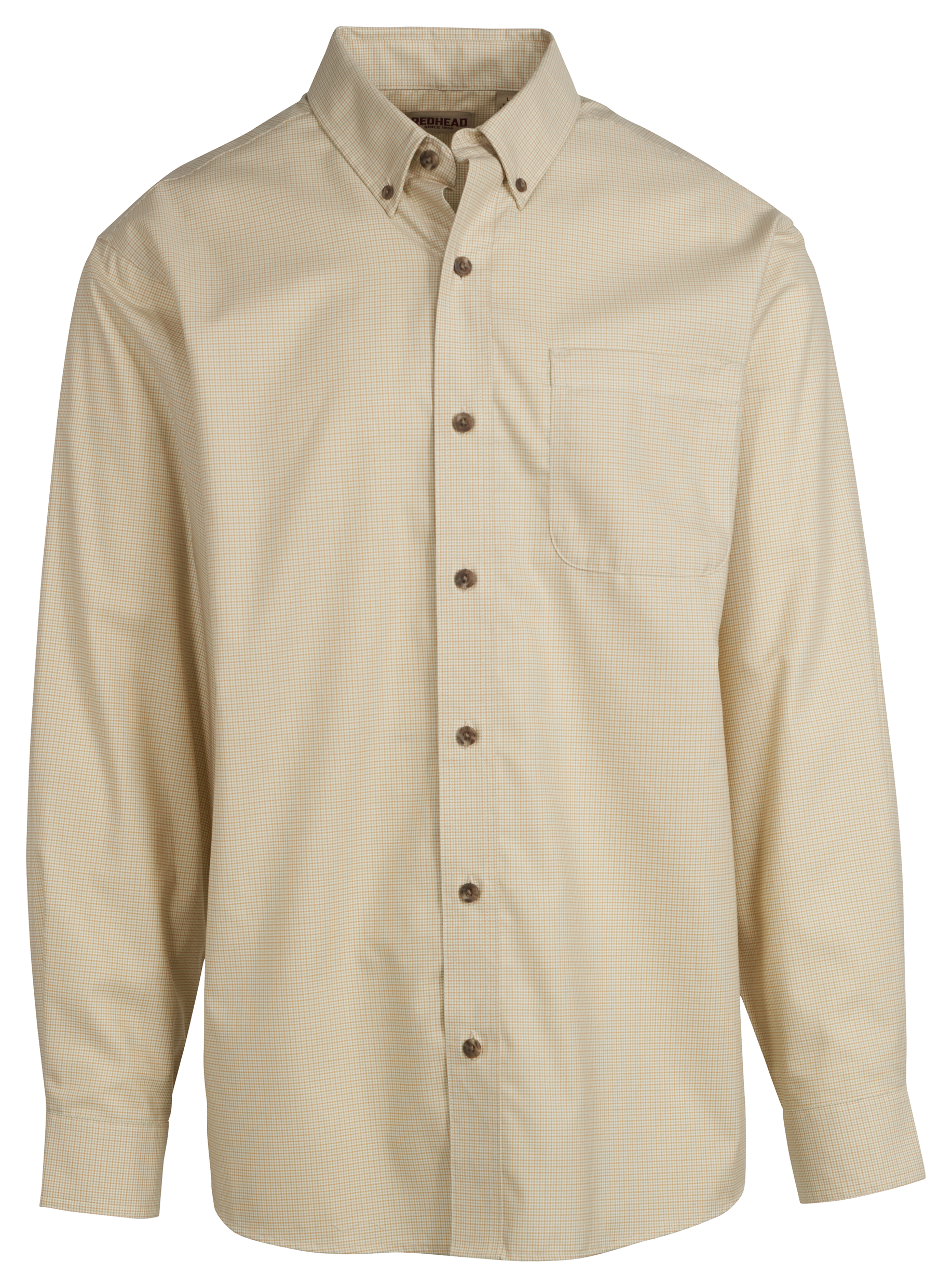 Image of RedHead Wrinkle-Free Easy-Care Button-Down Long-Sleeve Shirt for Men - Curry Check