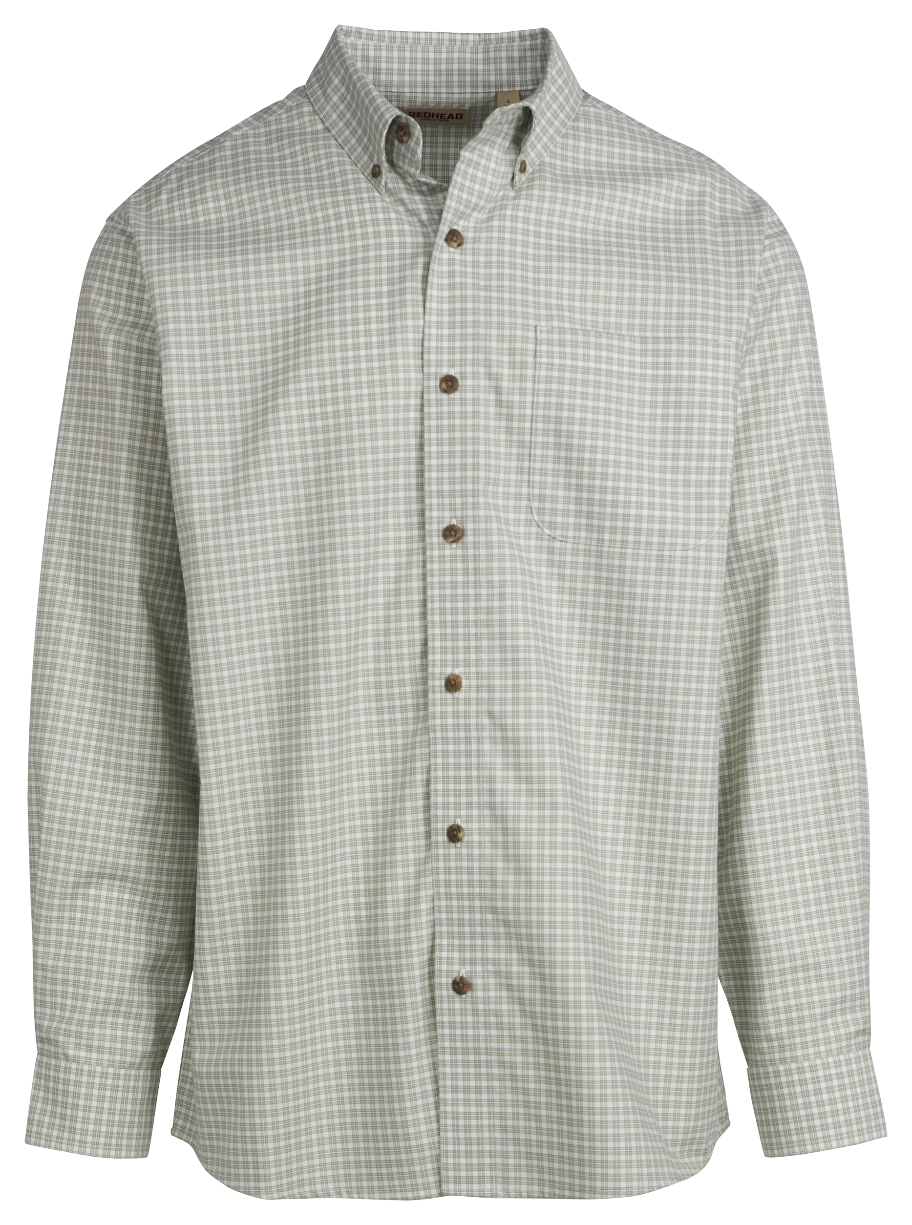 Image of RedHead Wrinkle-Free Easy-Care Button-Down Long-Sleeve Shirt - Moss Plaid