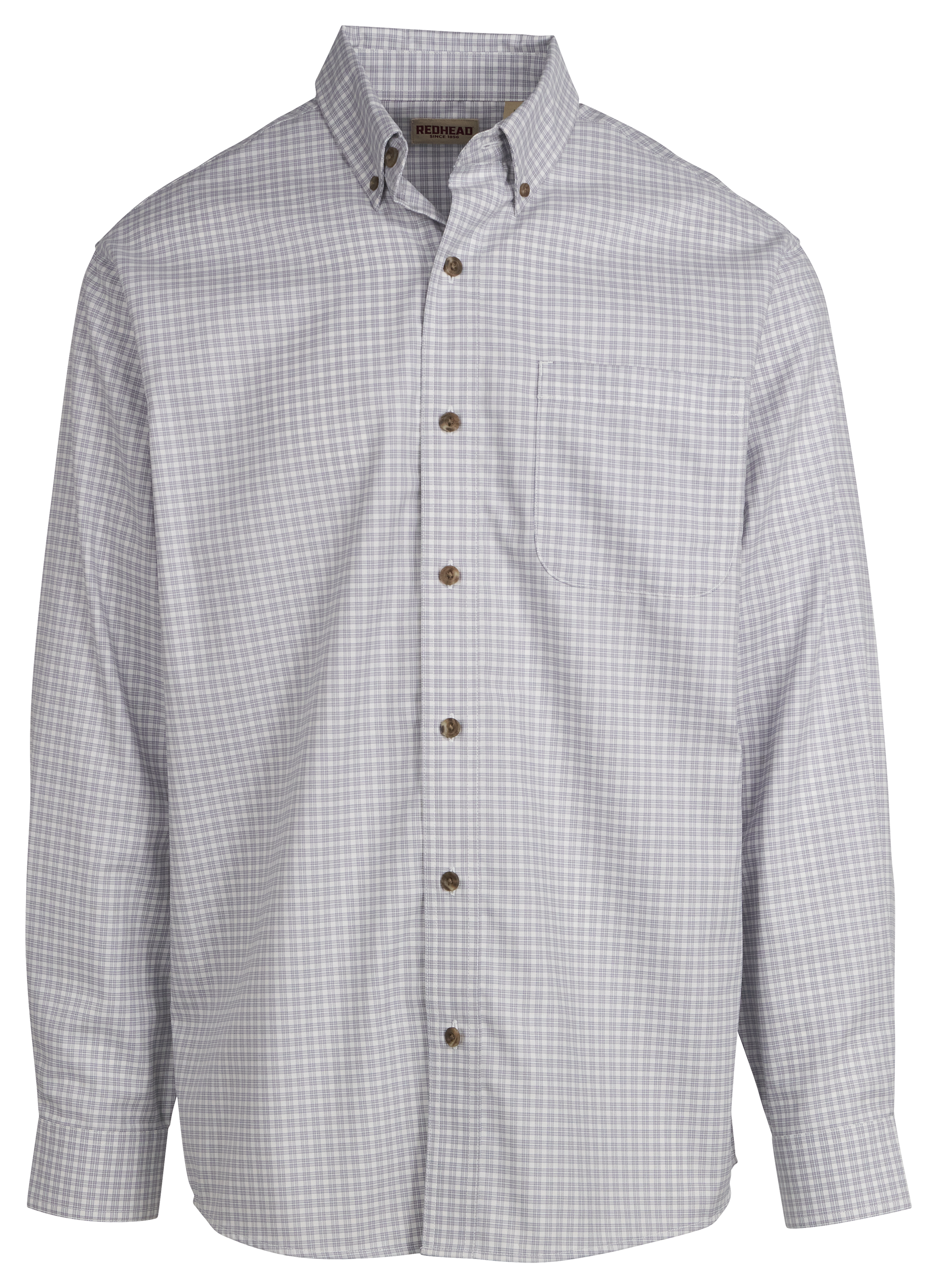 Image of RedHead Wrinkle-Free Easy-Care Button-Down Long-Sleeve Shirt - Alloy Plaid