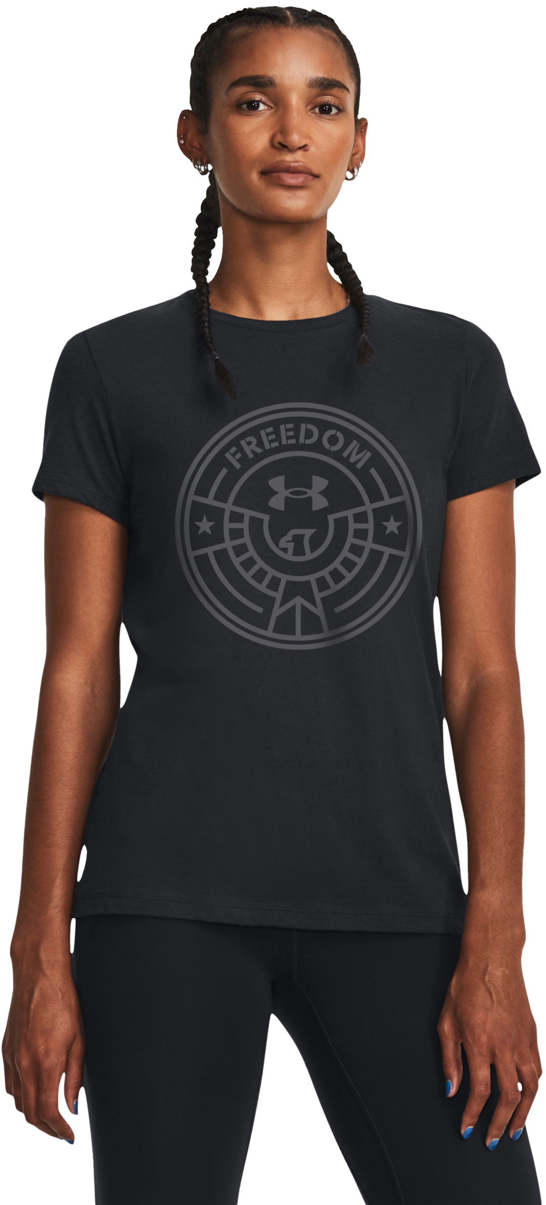 Image of Under Armour Freedom Circle Short-Sleeve Shirt For Ladies - Black - S