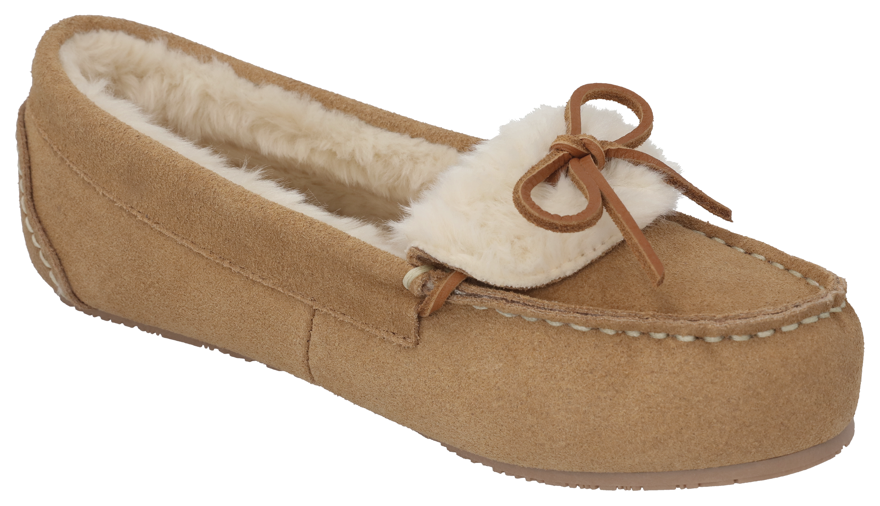 Image of Natural Reflections Fur-Lined Suede Moccasins - Cinnamon
