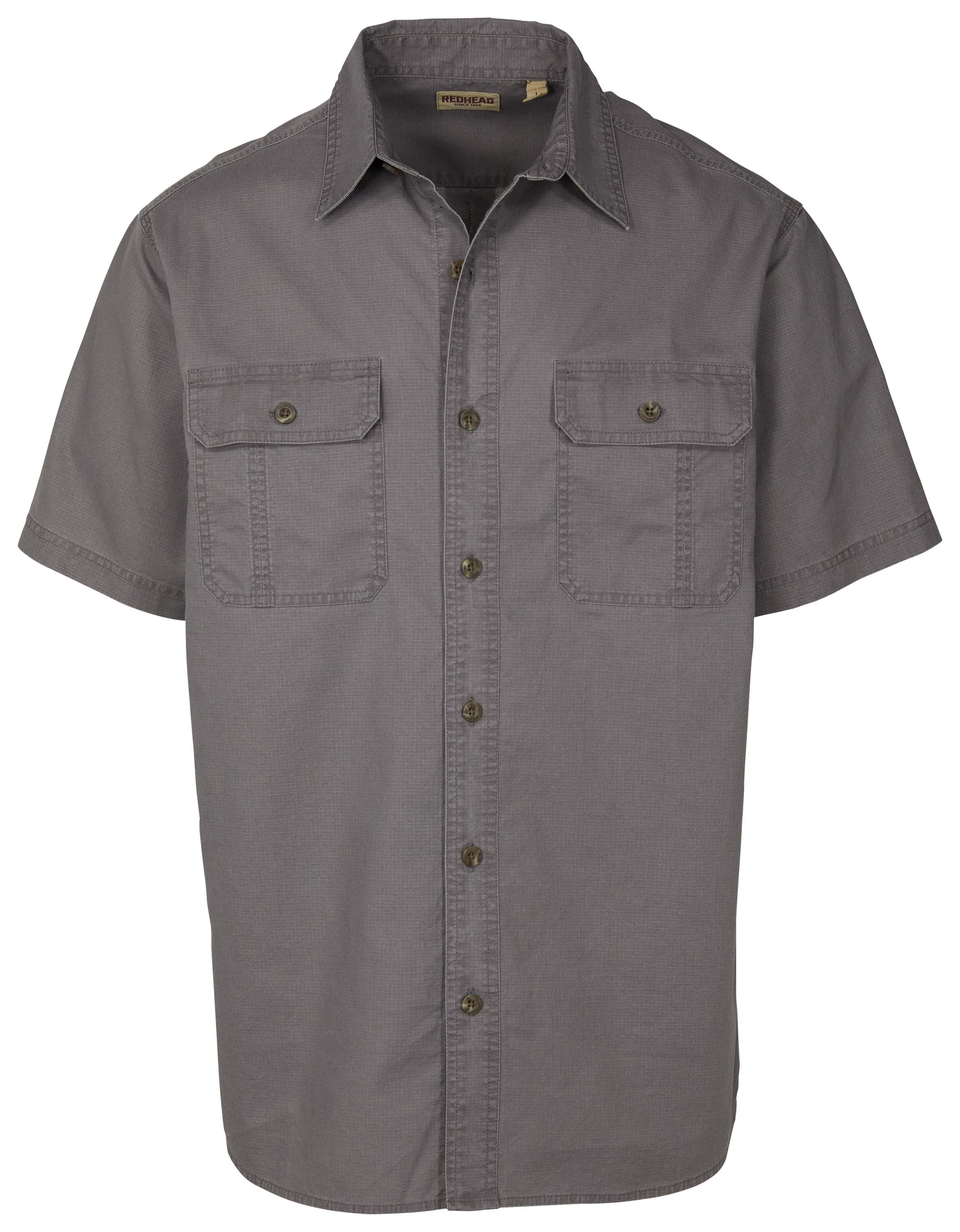 Image of RedHead Ripstop Short-Sleeve Button-Up Shirt - Granite Gray