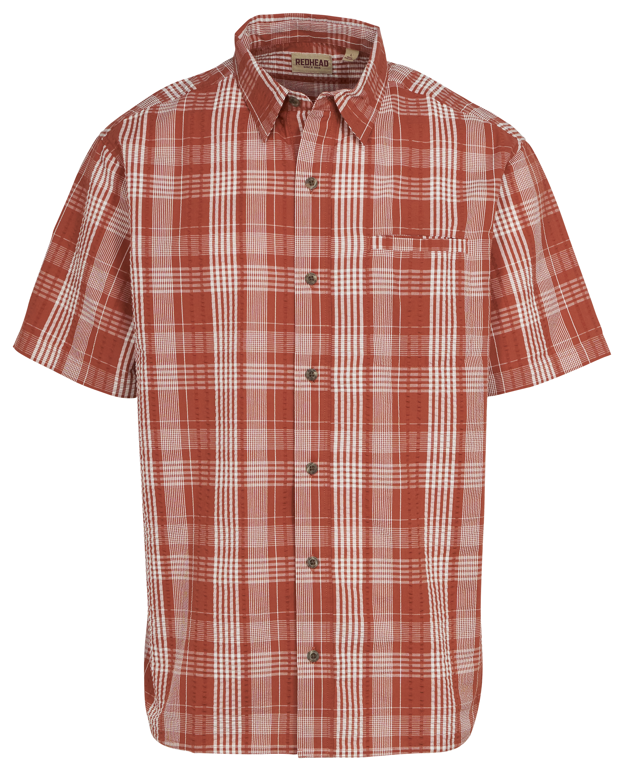 Image of RedHead Seersucker Button-Up Plaid Short-Sleeve Shirt for Men - Chutney Plaid