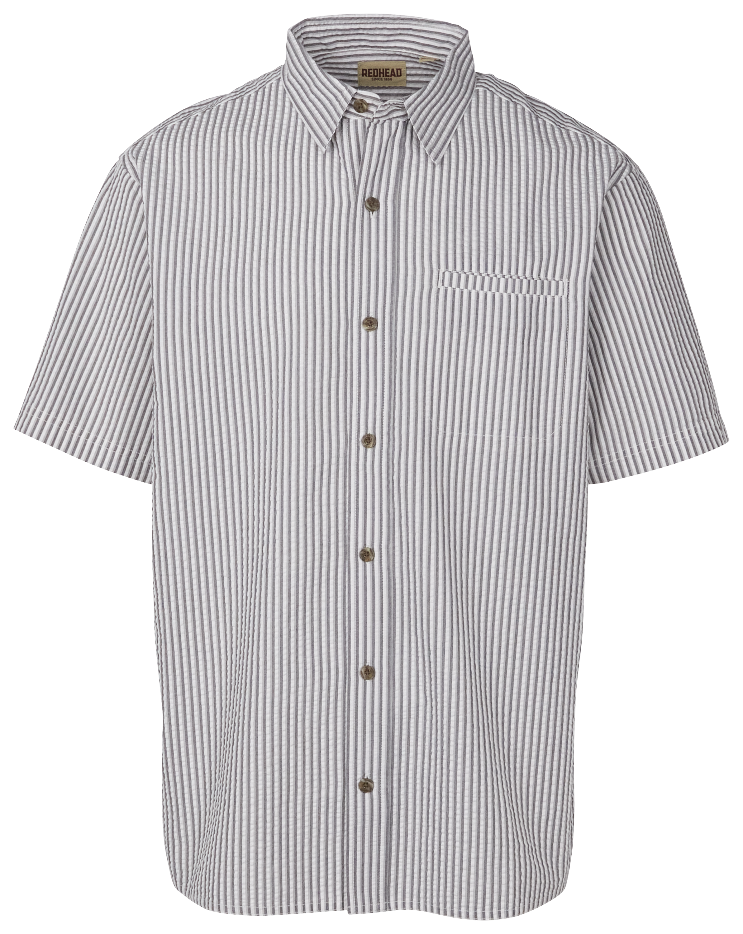 Image of RedHead Seersucker Short-Sleeve Shirt - Asphalt Stripe