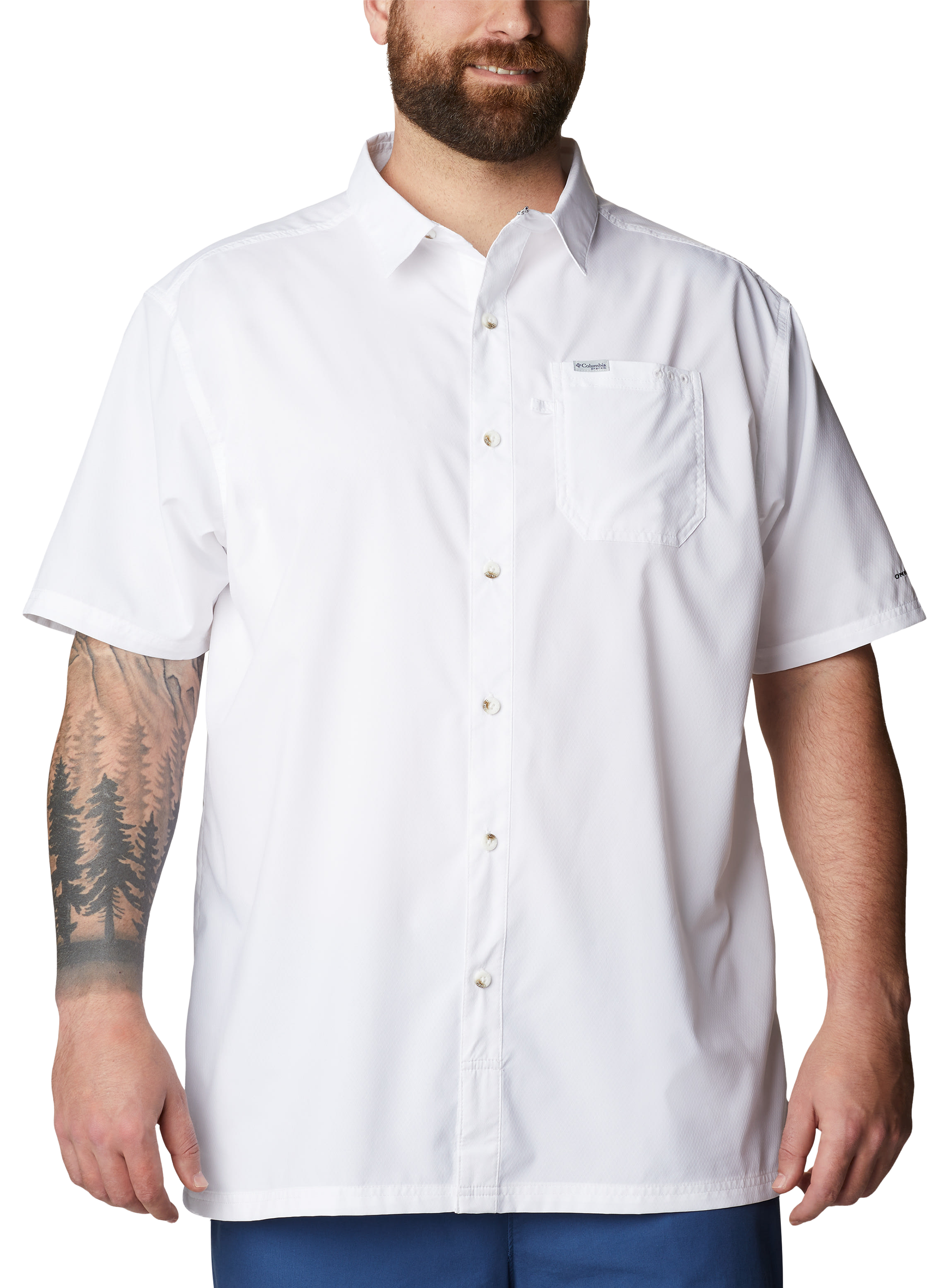 Image of Columbia PFG Slack Tide Camp Short-Sleeve Button-Down Shirt for Men - White - 3XLT