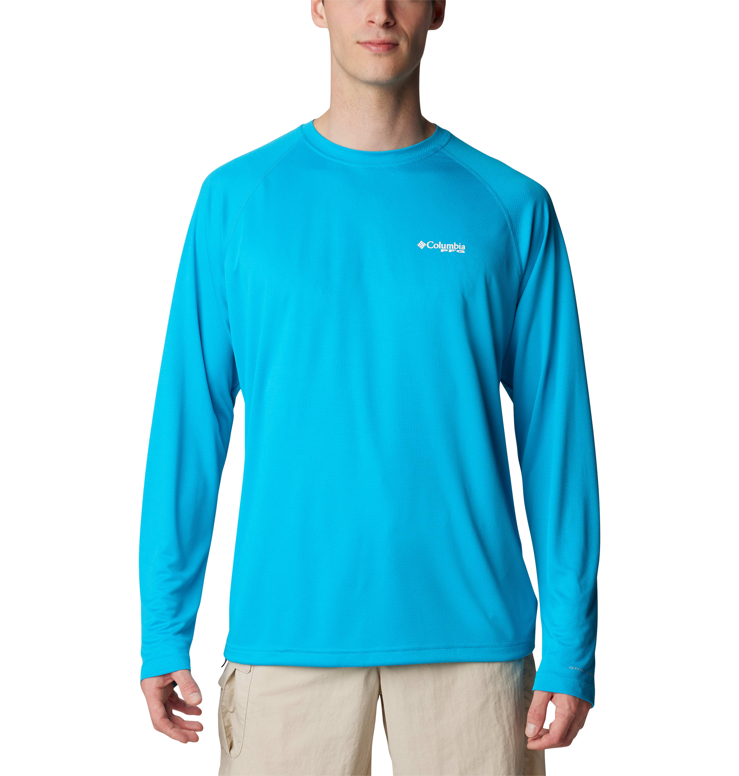 Image of Columbia PFG Solar Stream Long-Sleeve Shirt for Men - Ocean Blue - XS