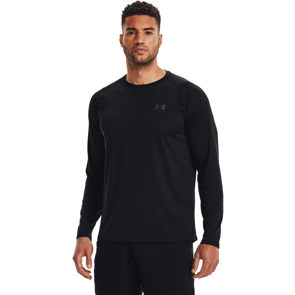 Image of Under Armour UA Tech Long-Sleeve Shirt for Men - Black/Graphite - 2XLT