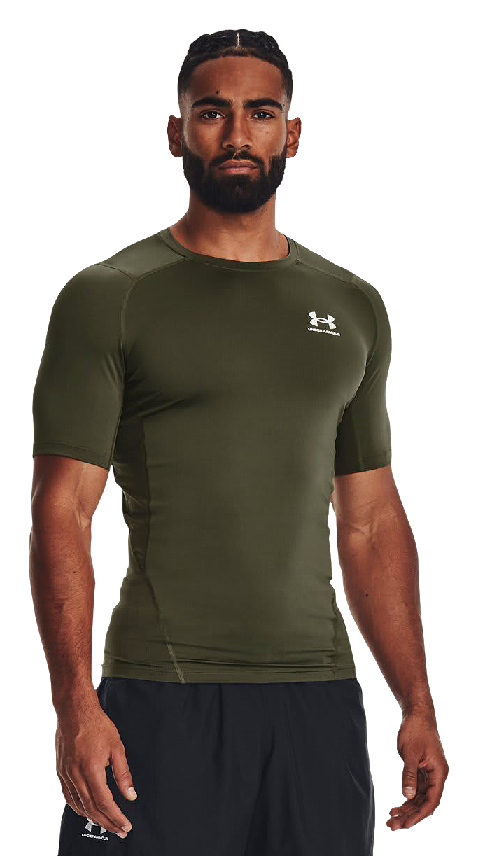 Image of Under Armour HeatGear Short-Sleeve T-Shirt for Men - Marine OD Green/White - 3XLT