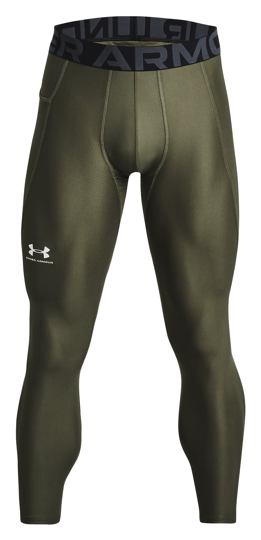 Image of Under Armour HeatGear Armour Compression Leggings - Marine OD Green/White