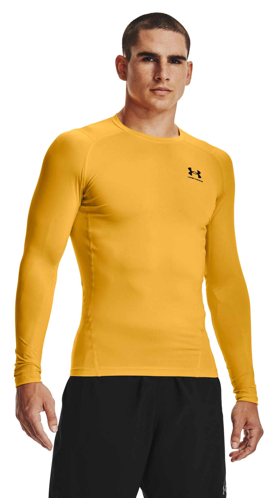 Image of Under Armour HeatGear Compression Long-Sleeve Shirt - Steeltown Gold/Black - XL