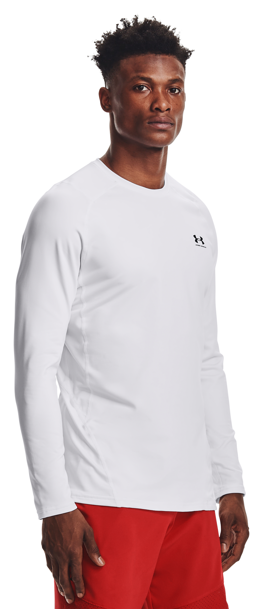 Under Armour ColdGear Fitted Long-Sleeve Crew for Men - White/Black - ST