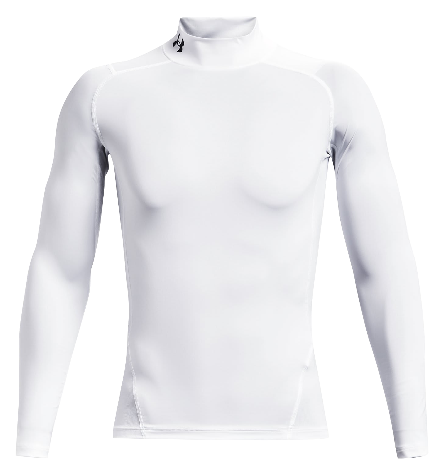 Image of Under Armour HeatGear Compression Mock-Neck Long-Sleeve Shirt for Men - White/Black - 4XLT