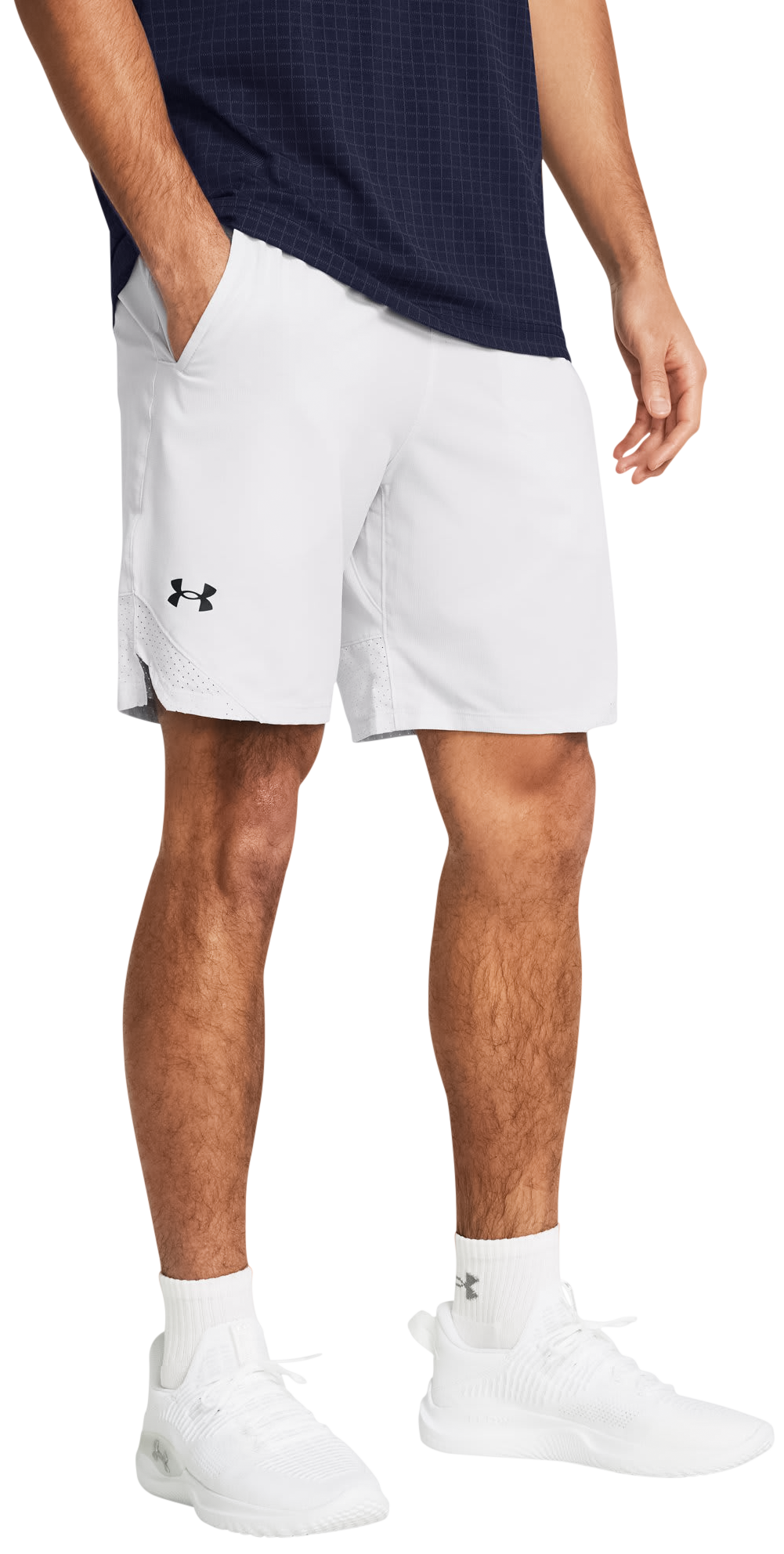 Image of Under Armour Vanish Woven Notched-Hem Shorts for Men - Halo Gray/Black - S