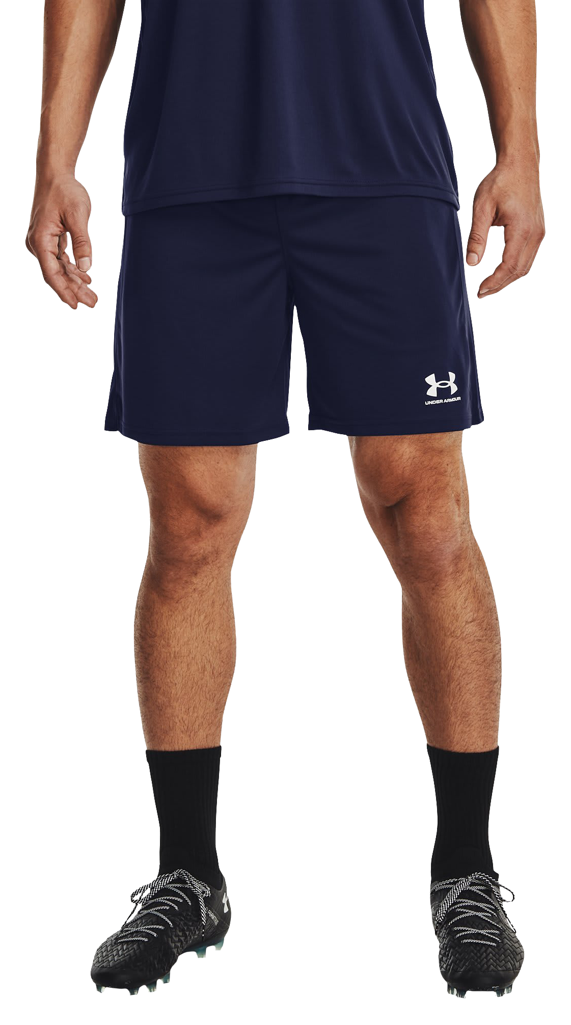 Image of Under Armour Challenger Core Shorts for Men - Midnight Navy/White