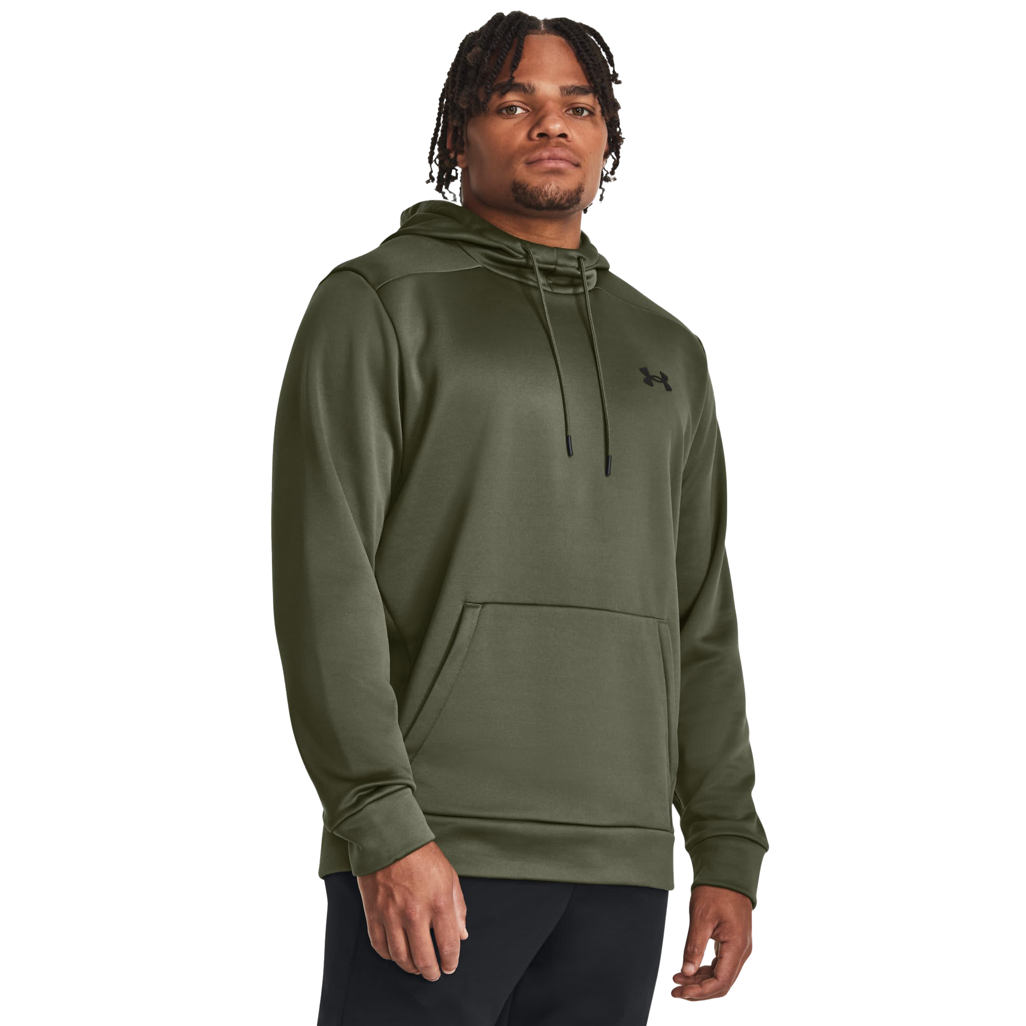 Image of Under Armour Fleece Long-Sleeve Hoodie - Marine OD Green/Black - ST
