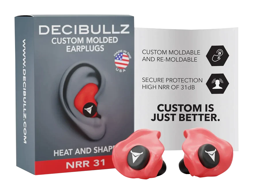 Decibullz Custom-Molded 31dB NRR Earplugs - Red - Decibullz