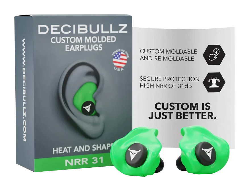 Image of Decibullz Custom-Molded 31dB NRR Earplugs - Green