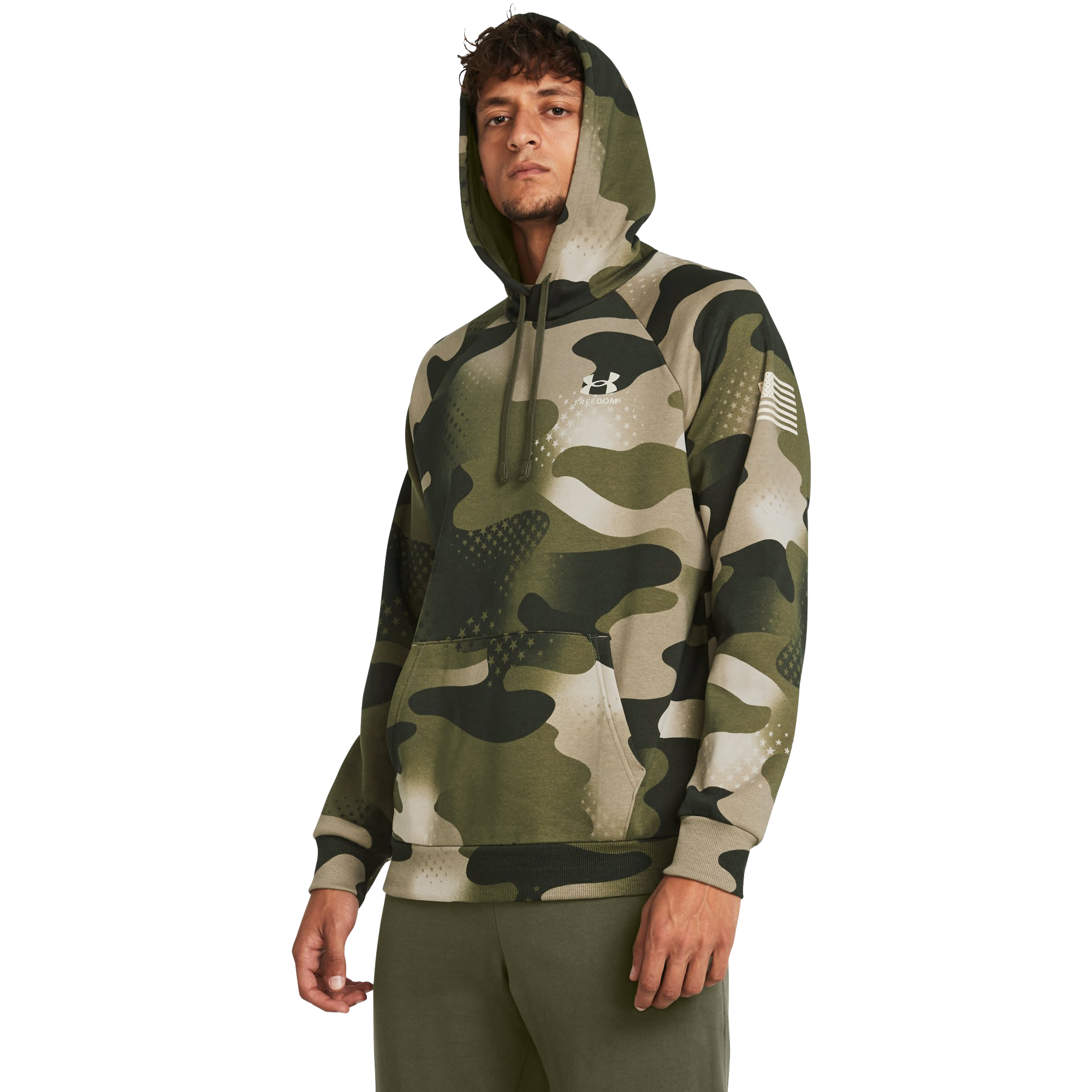 Under Armour New Freedom Amp Long-Sleeve Hoodie for Men - Marine OD Green/Khaki Camo