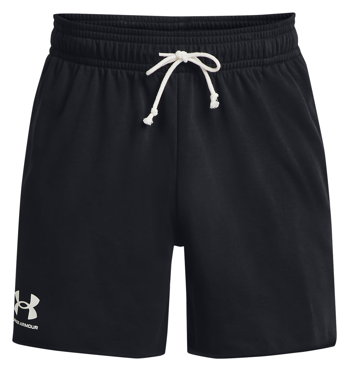 Under Armour Rival Terry Solid Shorts for Men - Black/Onyx White - L