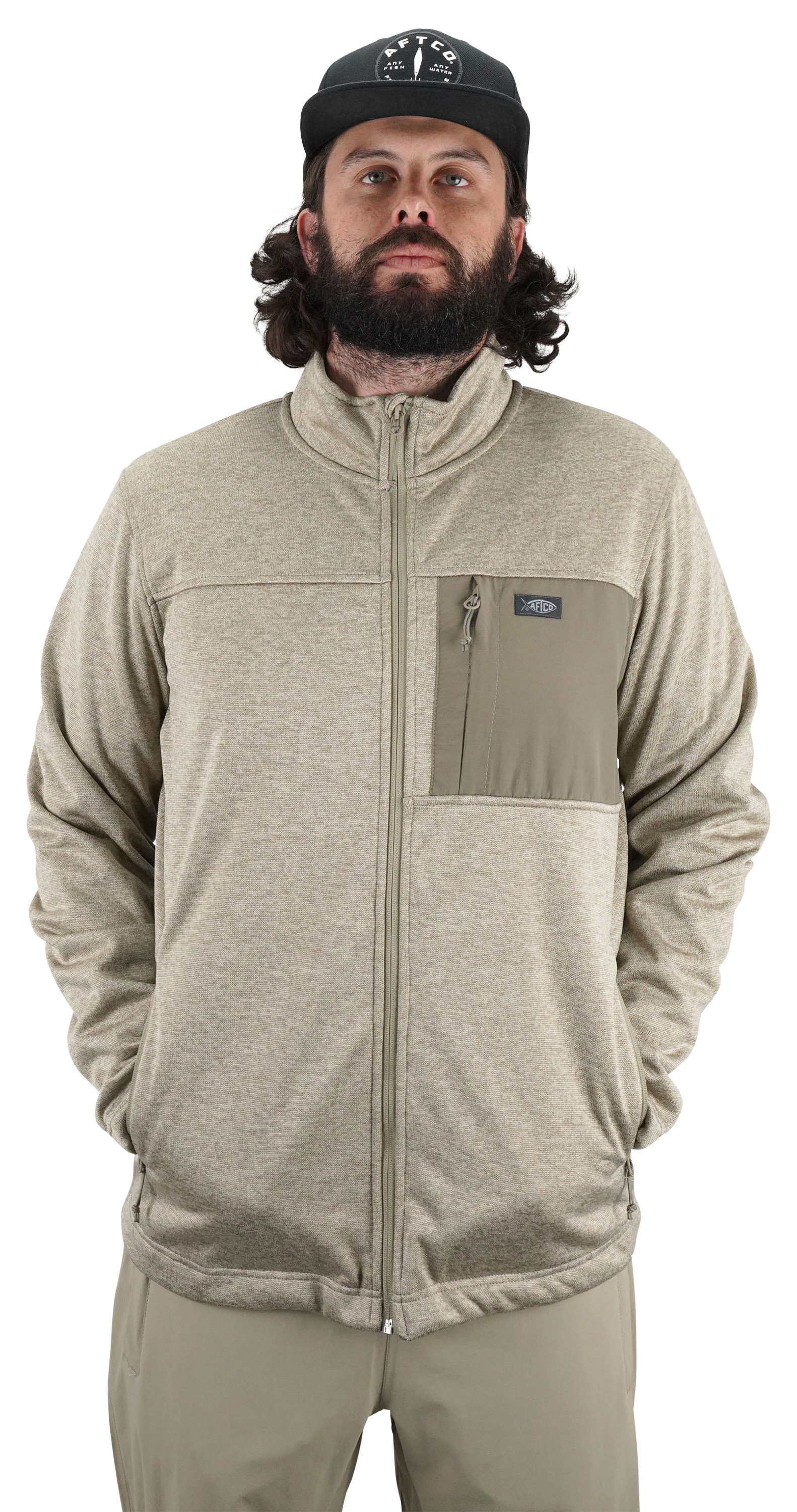 Image of AFTCO Ripcord Softshell Jacket for Men - Khaki Heather - M