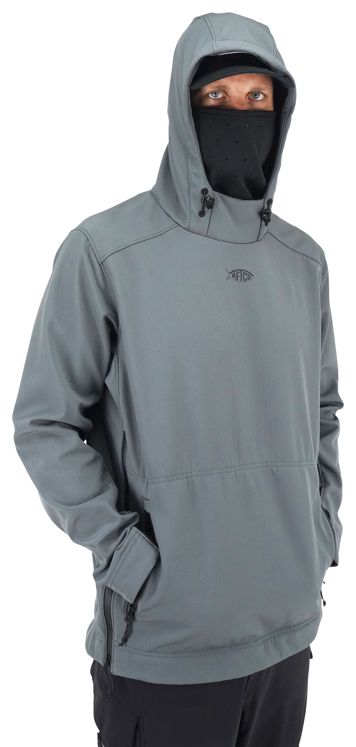 Image of AFTCO Reaper Windproof Pullover Jacket for Men - Charcoal - XL