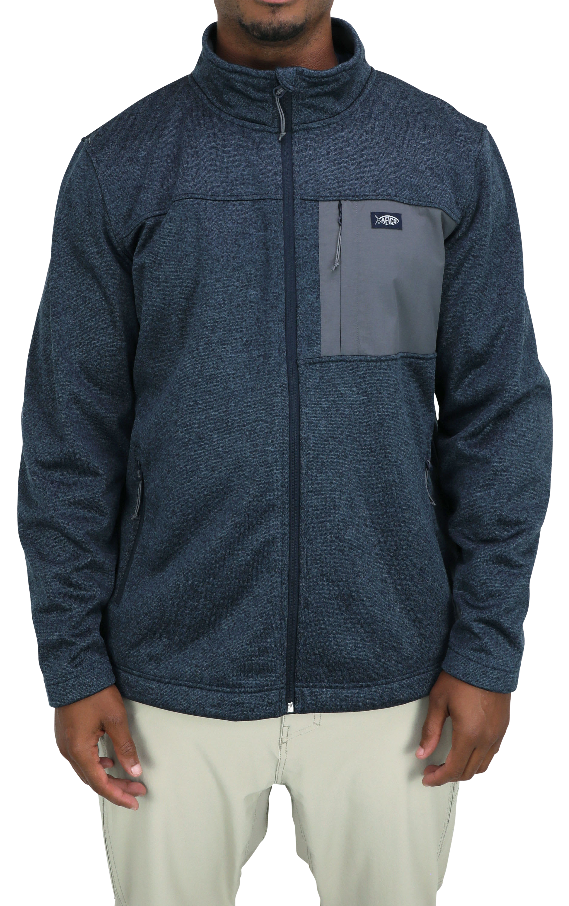 Image of AFTCO Ripcord Softshell Jacket for Men - Navy Heather - S