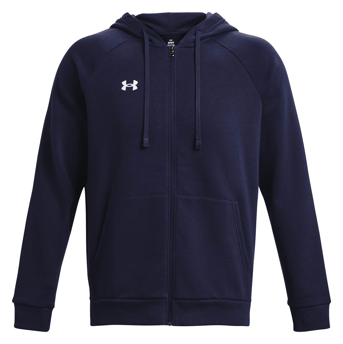 Image of Under Armour UA Rival Fleece Full-Zip Long-Sleeve Hoodie for Men - Midnight Navy/White - ST