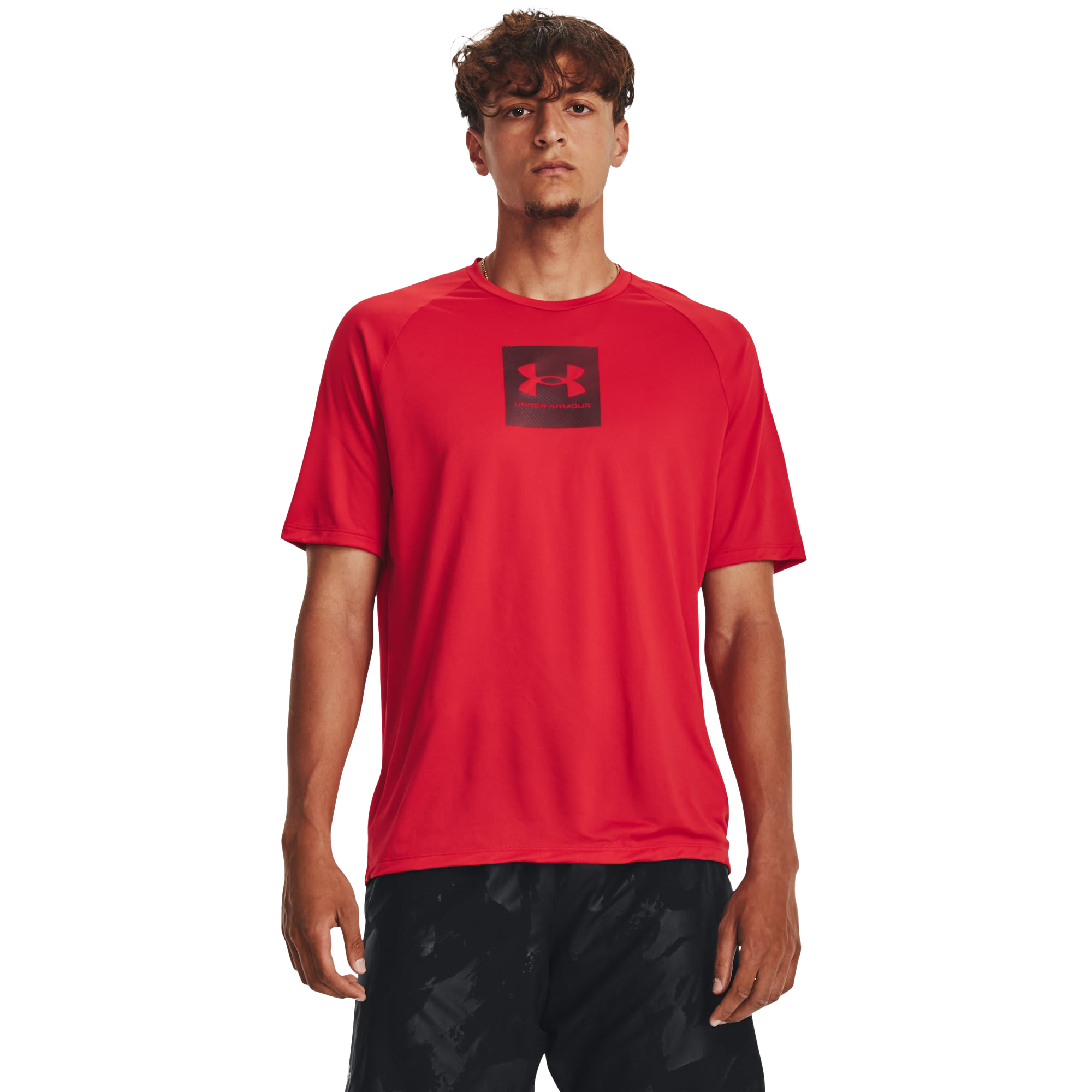 Image of Under Armour UA Tech Print Fill Short-Sleeve T-Shirt for Men - Red/Deep Red