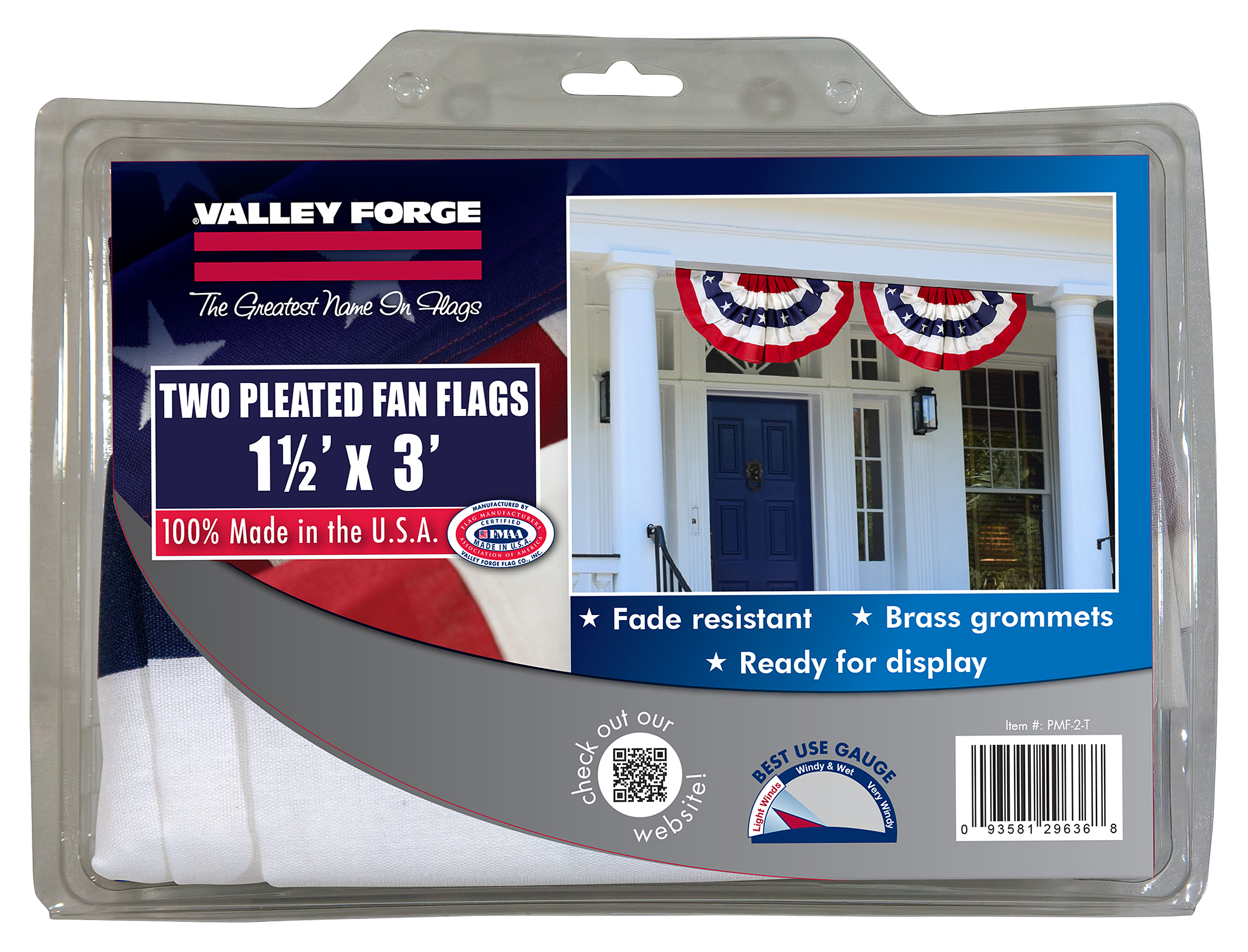 Image of Valley Forge Flag Patriotic Pleated Fan Flag 2-Pack