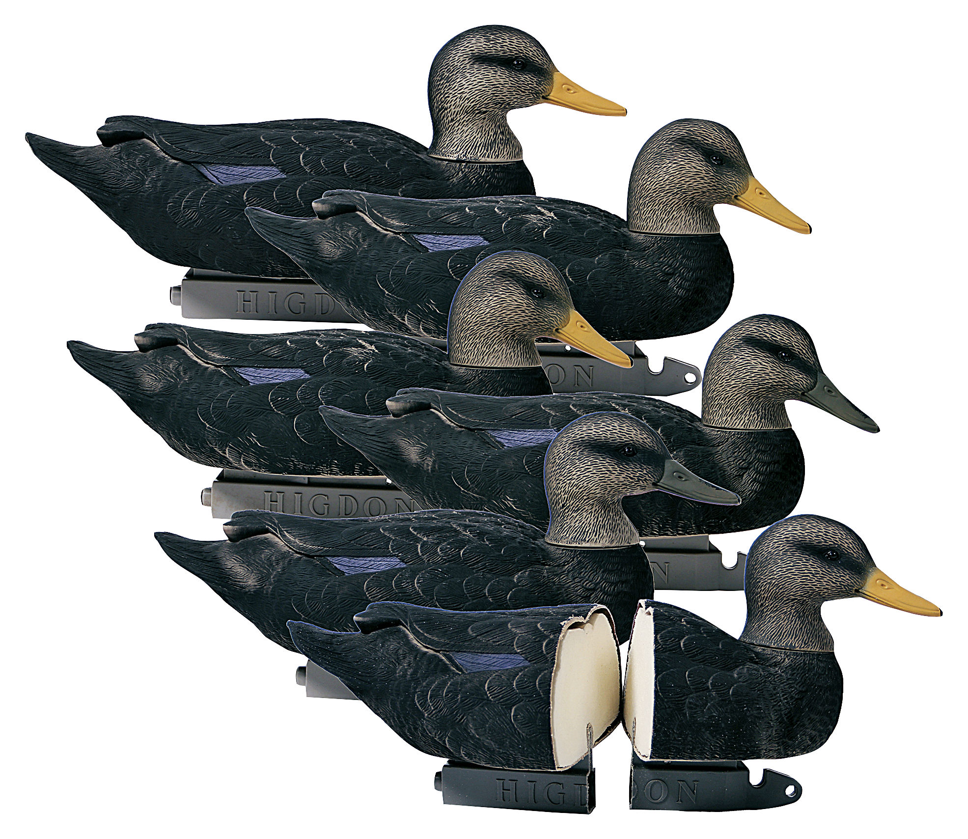 Image of Higdon Outdoors Battleship Super Mag Foam Filled Black Duck Decoys 6 Pack