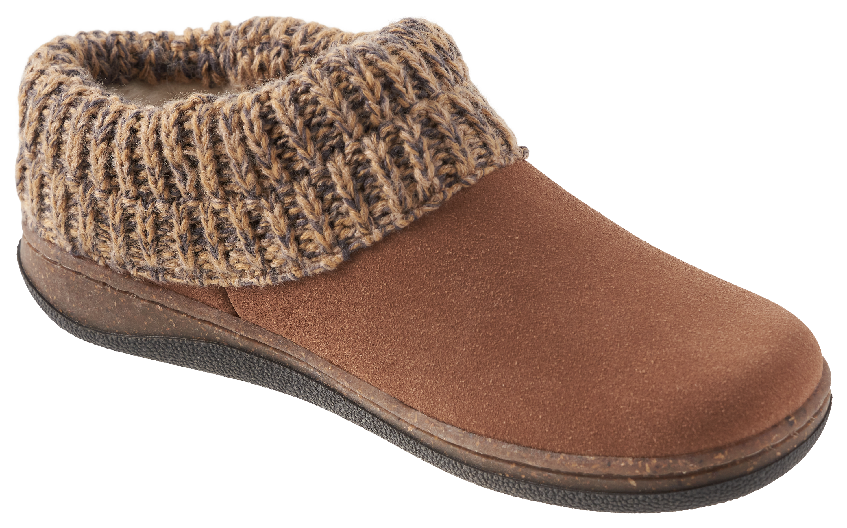 Image of Natural Reflections Knit Collar Clogs - Tan