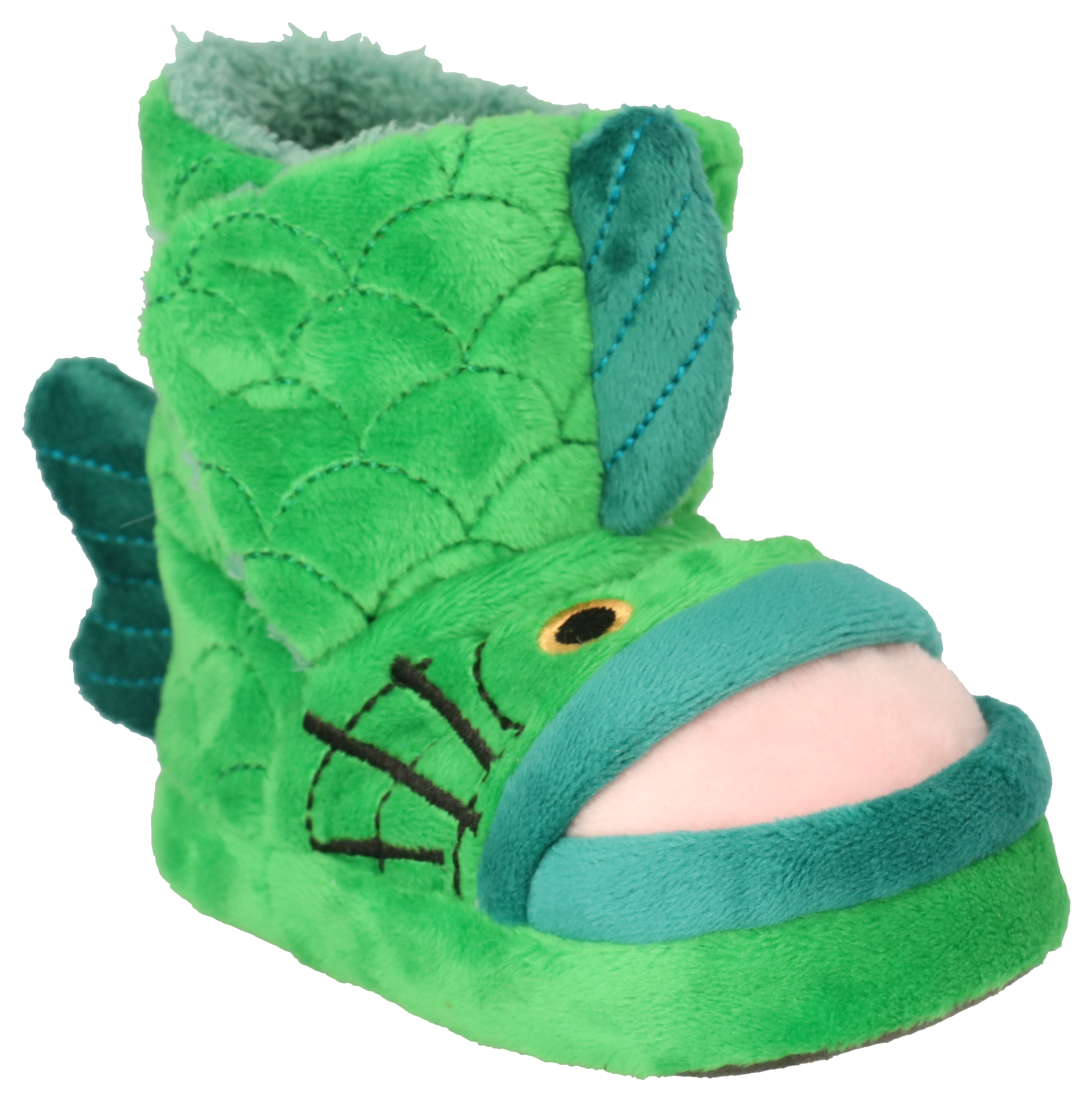 Image of Outdoor Kids Bass Critter Booties for Babies - Green - 12-18 Months