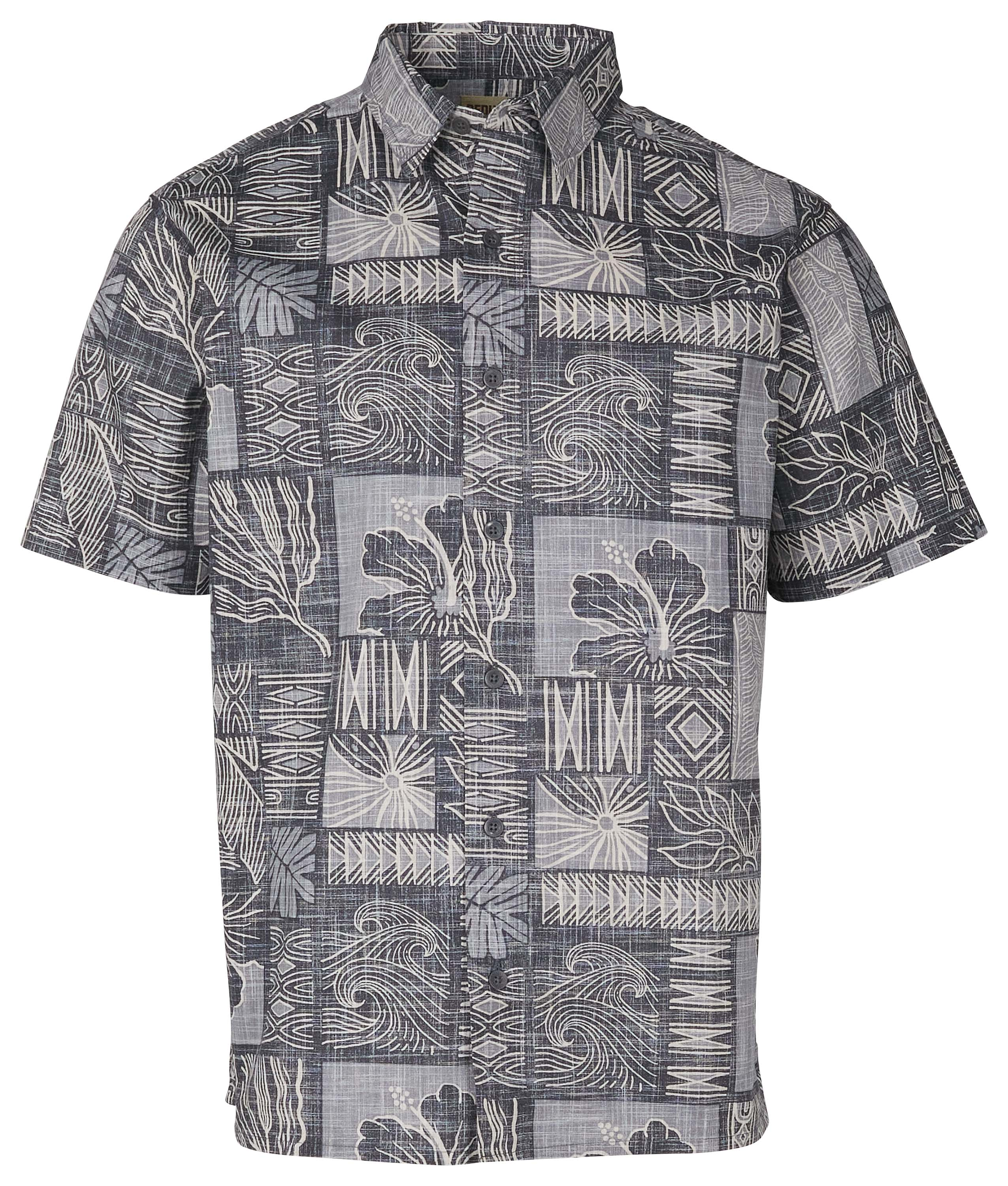 Image of Redhead Crosshatch Printed Short-Sleeve Button-Up Shirt for Men - Gray Block