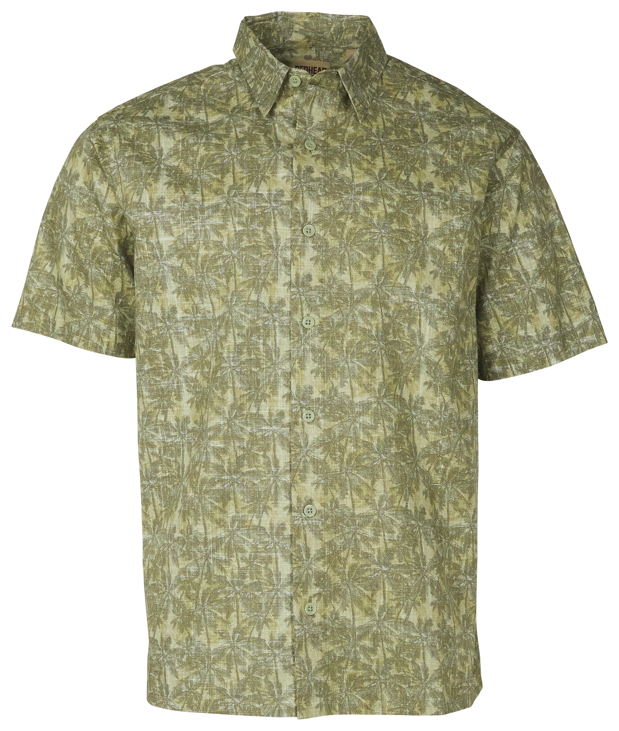 Image of Redhead Crosshatch Printed Short-Sleeve Button-Up Shirt for Men - Green Isle Palms