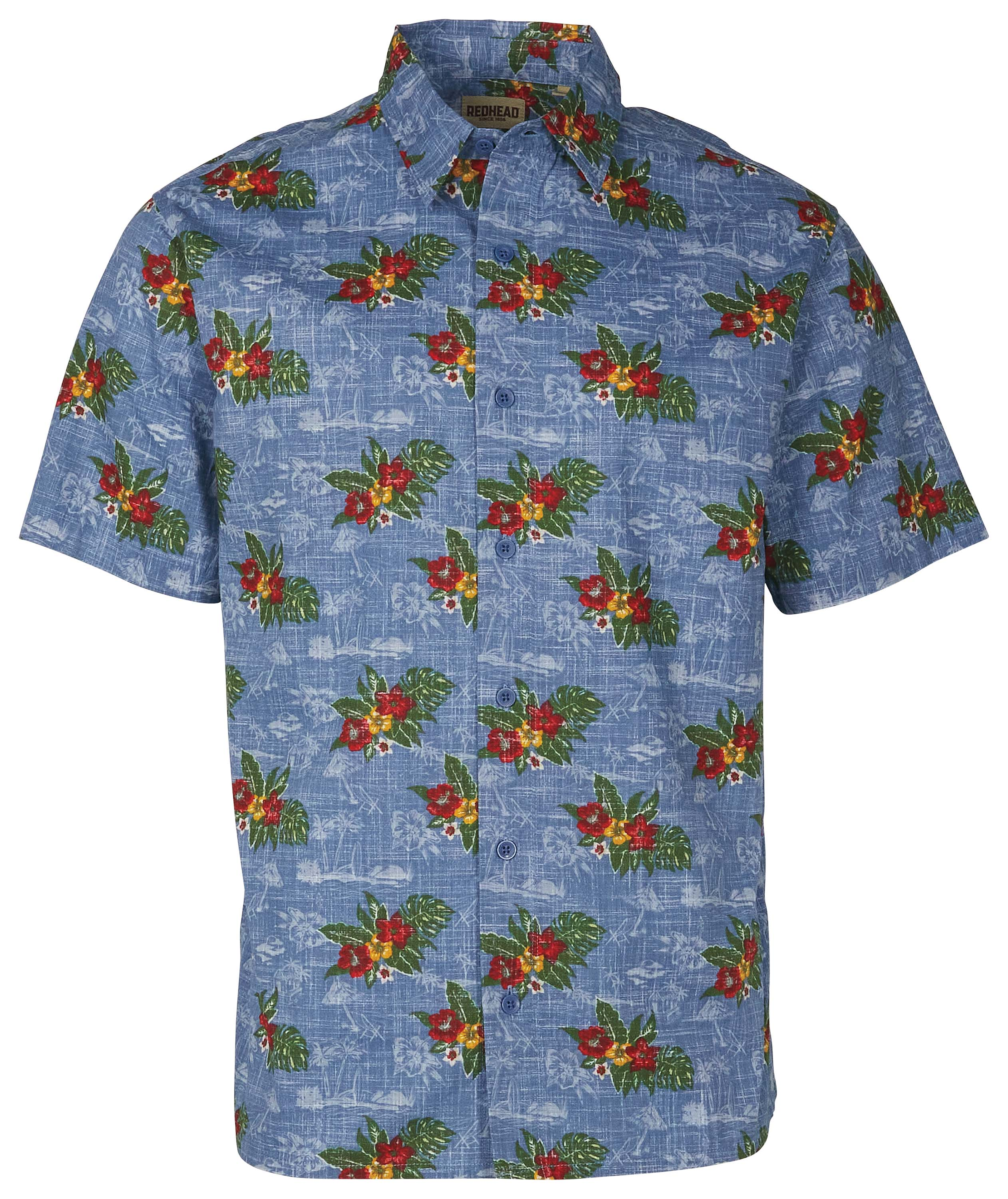 Image of Redhead Crosshatch Printed Short-Sleeve Button-Up Shirt for Men - Blue Isle Life