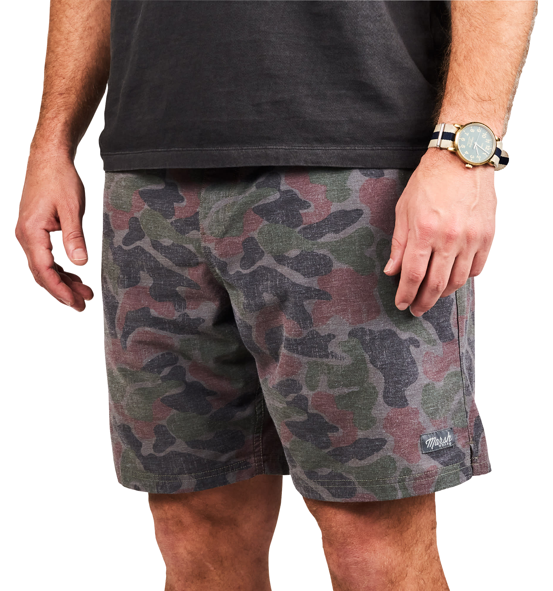 Image of "Marsh Wear Fulton Volley Shorts for Men - Rock Copahee Camo - S - 7.5"""