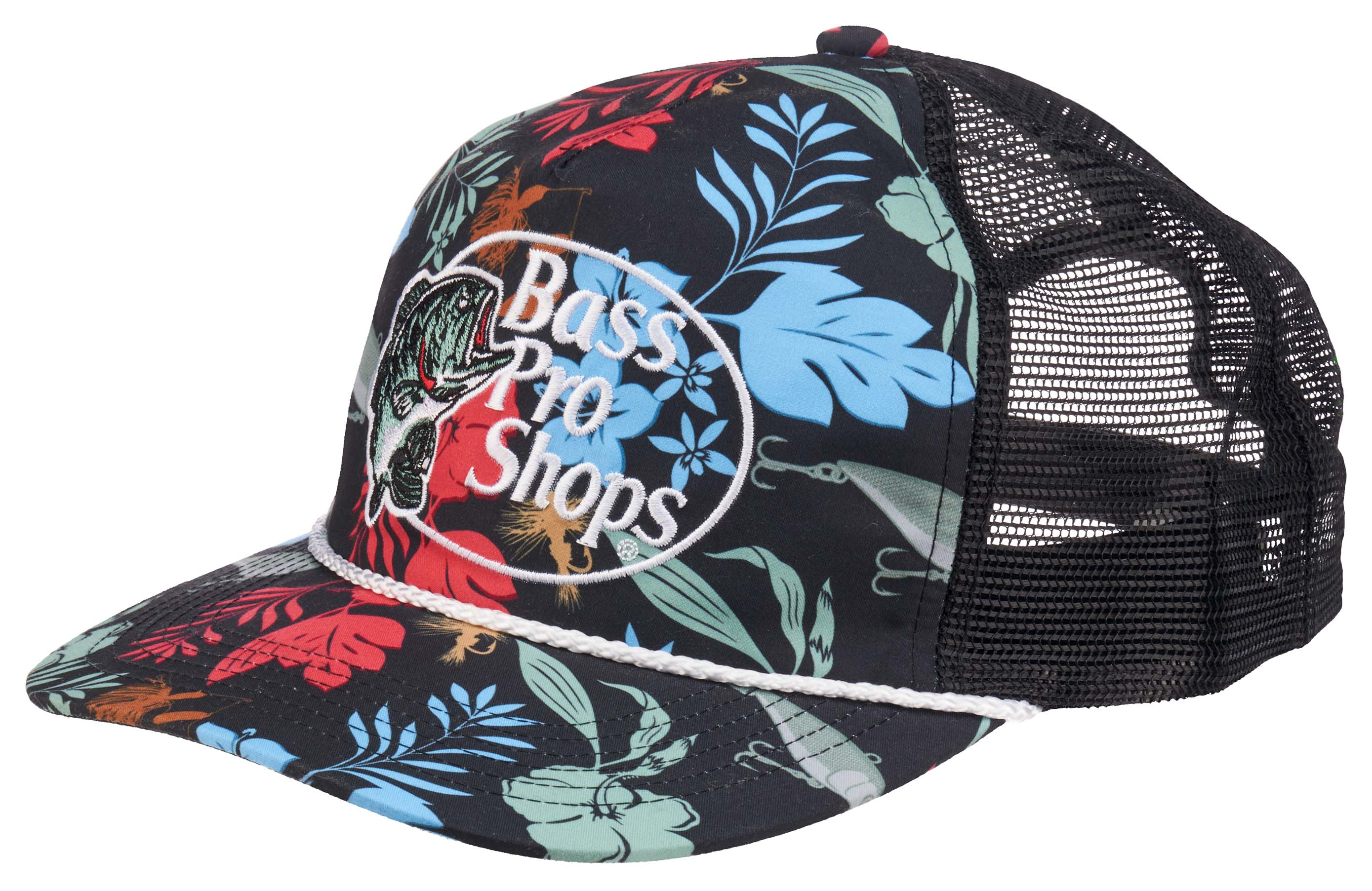Image of Bass Pro Shops 5-Panel High-Profile Mesh-Back Cap - Floral/Black
