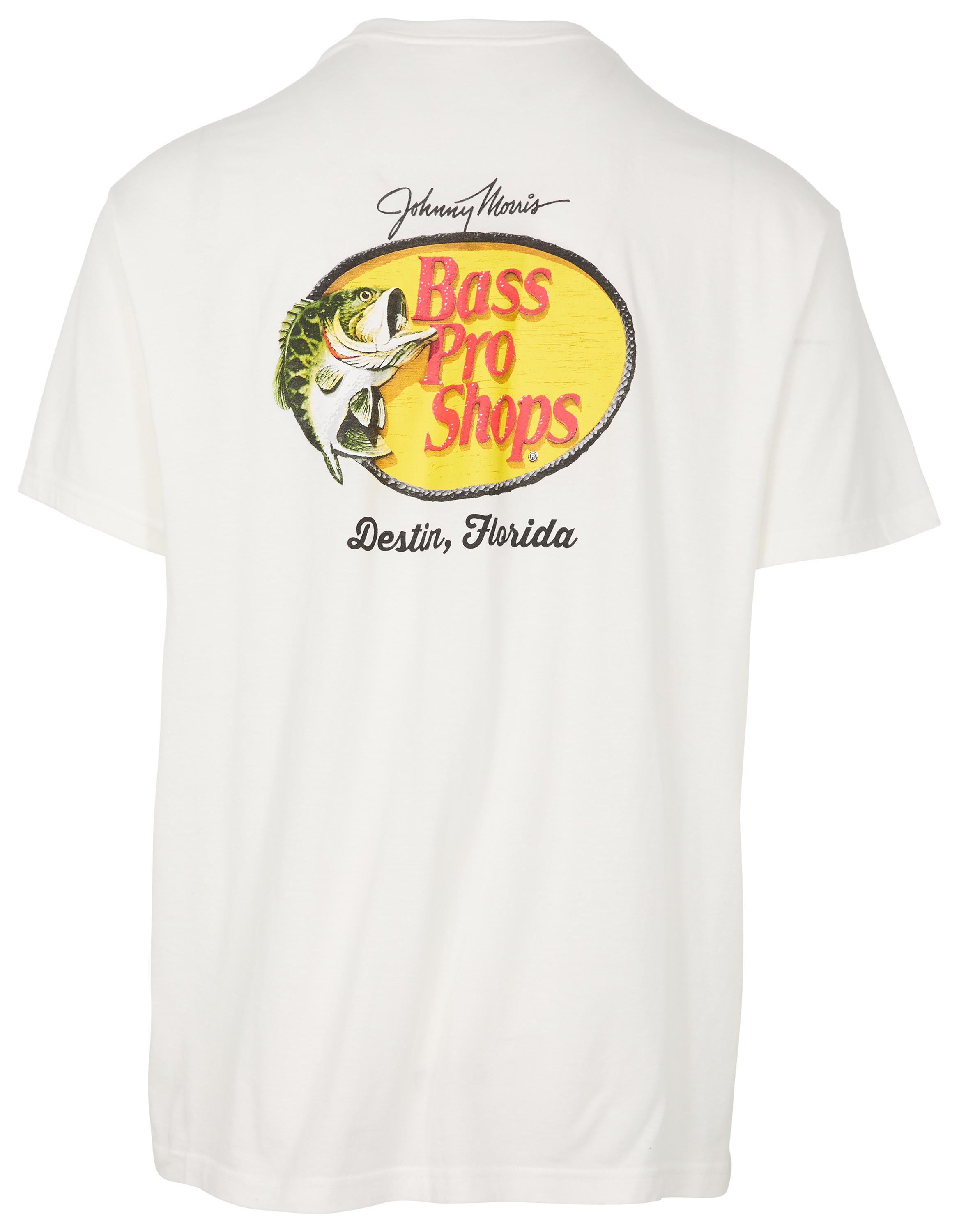 Image of Bass Pro Shops Destin Woodcut Logo Short-Sleeve Pocket T-Shirt for Men - White