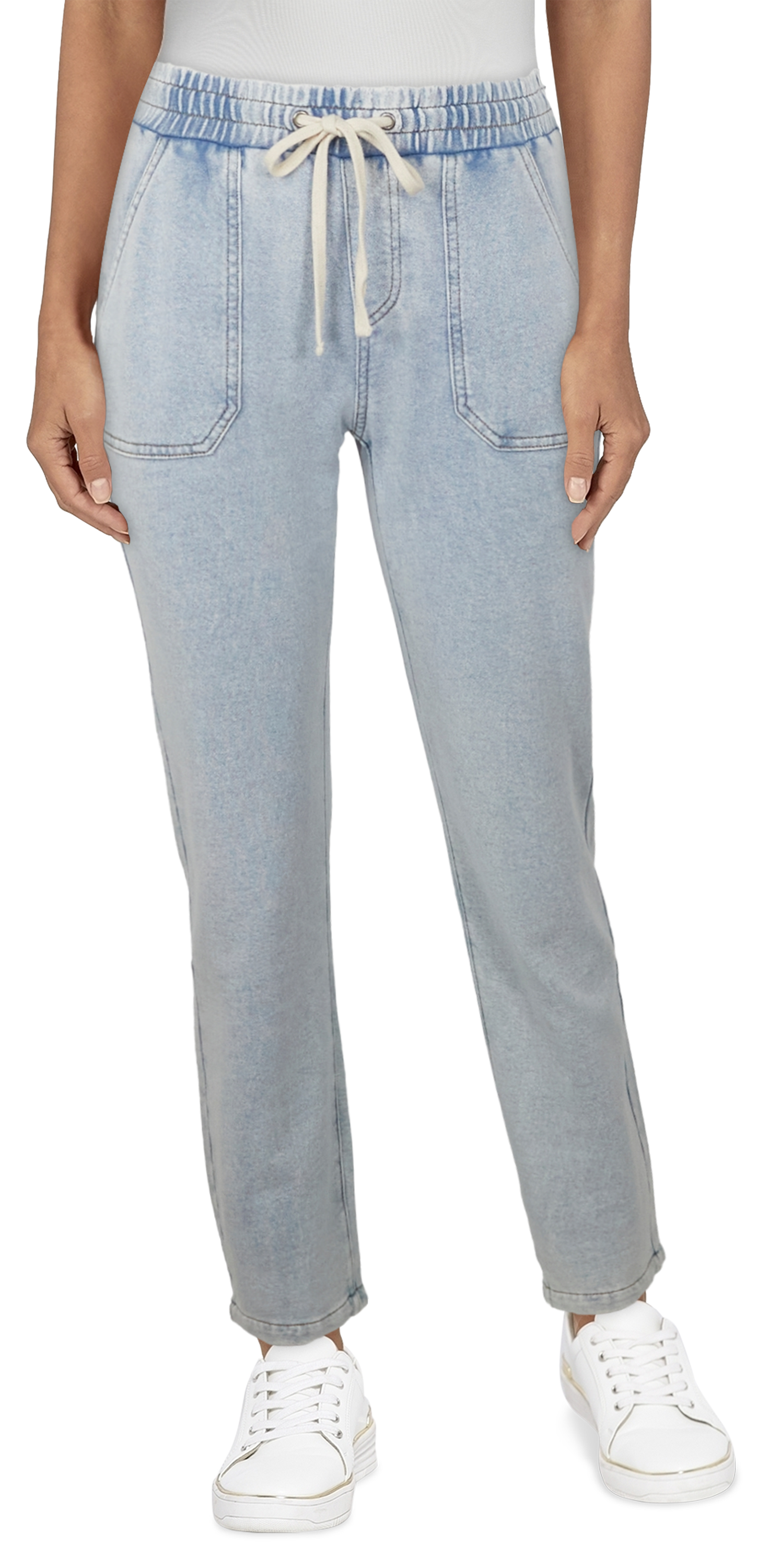 Image of Natural Reflections Denim Knit Pull-On Pants for Ladies - Light Denim - XS