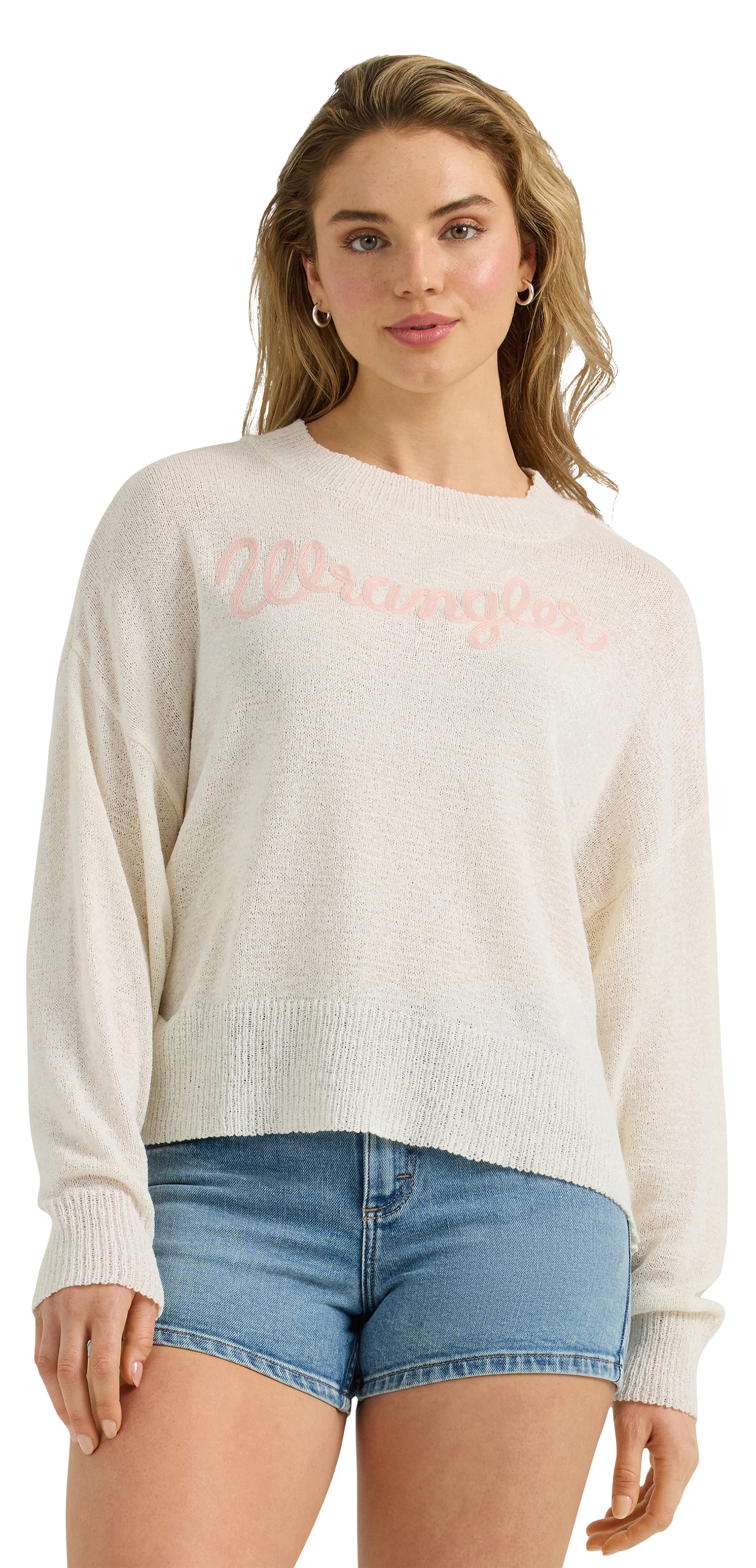 Image of Wrangler Retro Relaxed Crew-Neck Sweater for Ladies - Antique White
