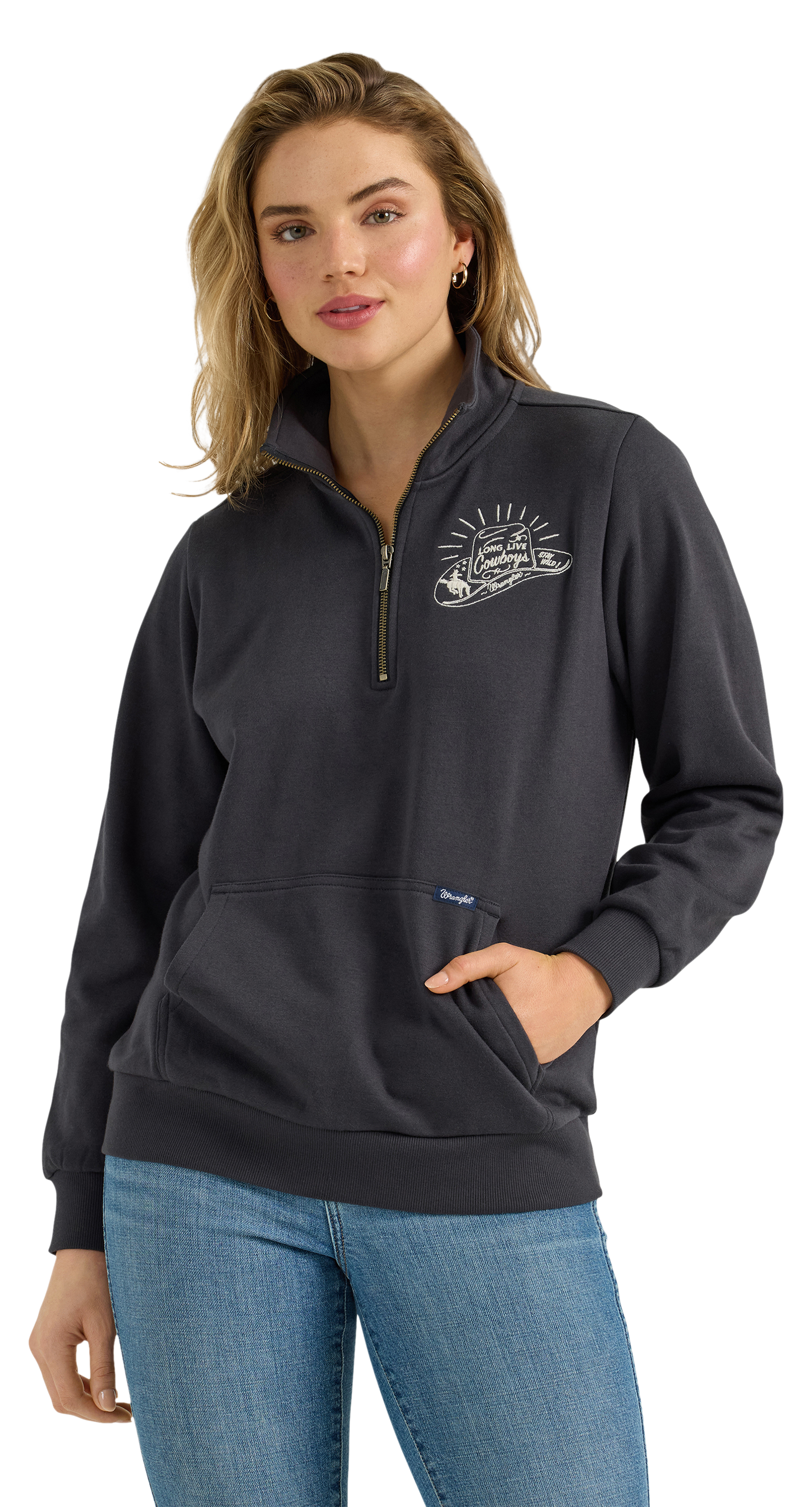 Wrangler Retro Long Live Cowboys Quarter-Zip Pullover for Ladies                                                                