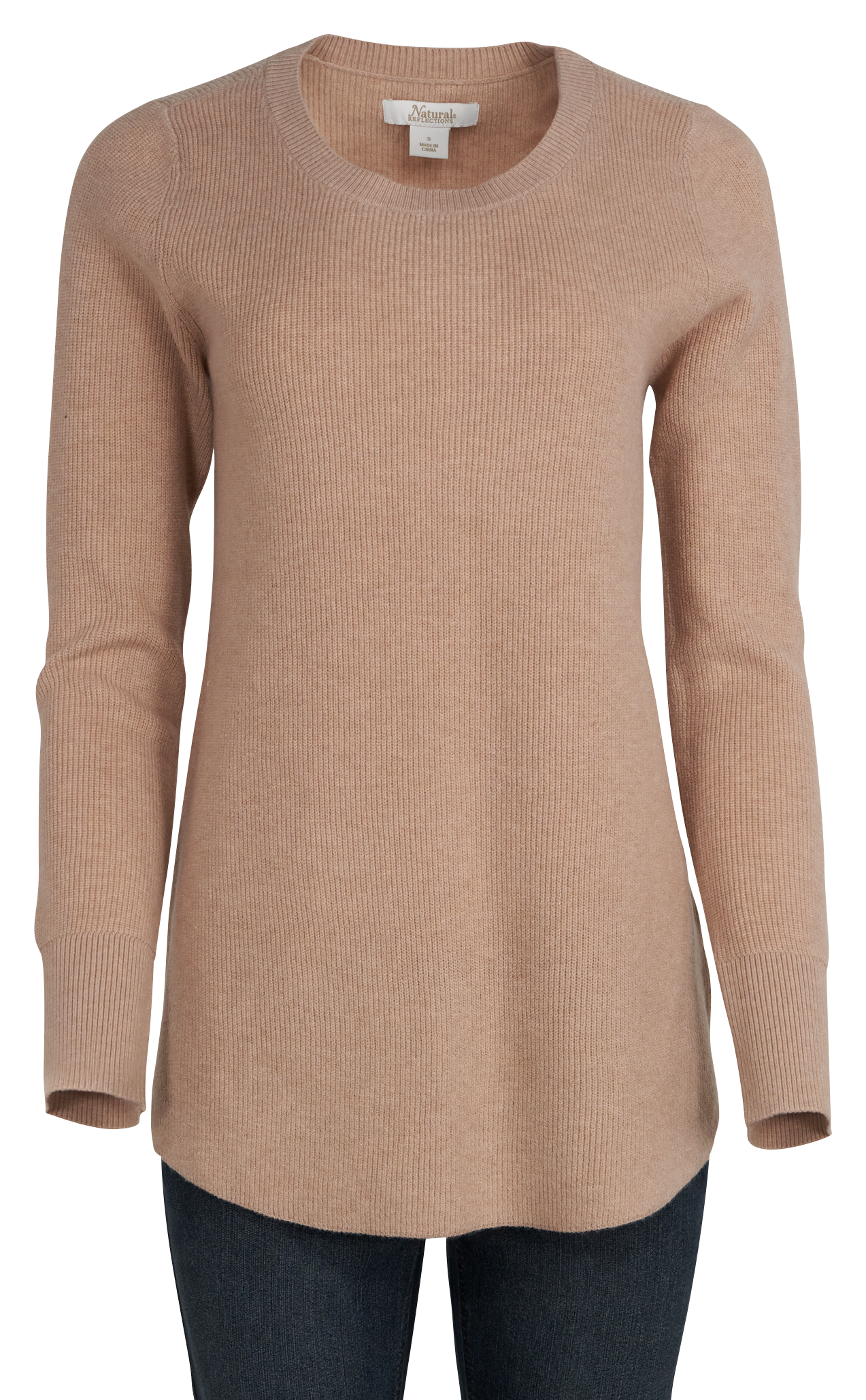 Natural Reflections Cozy Time Ribbed Long-Sleeve Tunic for Ladies - Warm Taupe