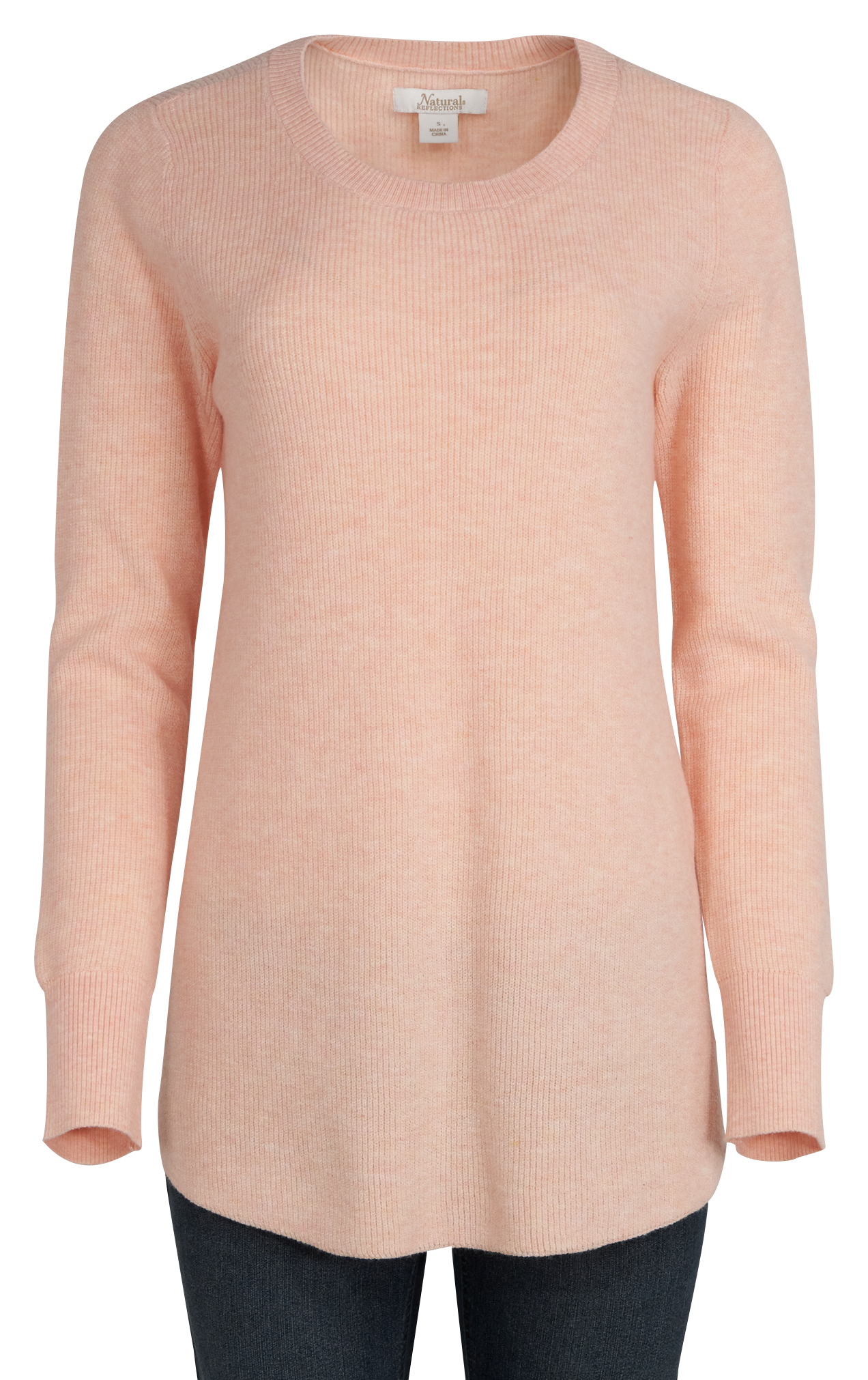 Image of Natural Reflections Cozy Time Ribbed Long-Sleeve Tunic - Tropical Peach