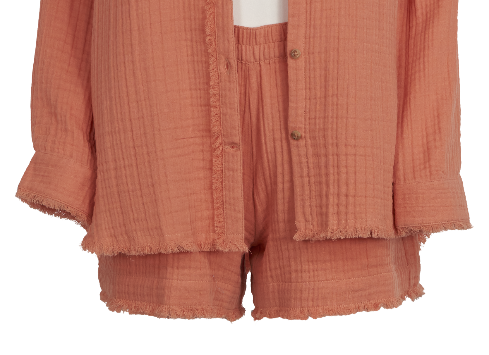 Image of Natural Reflections Double-Cloth Shorts - Tawny Orange