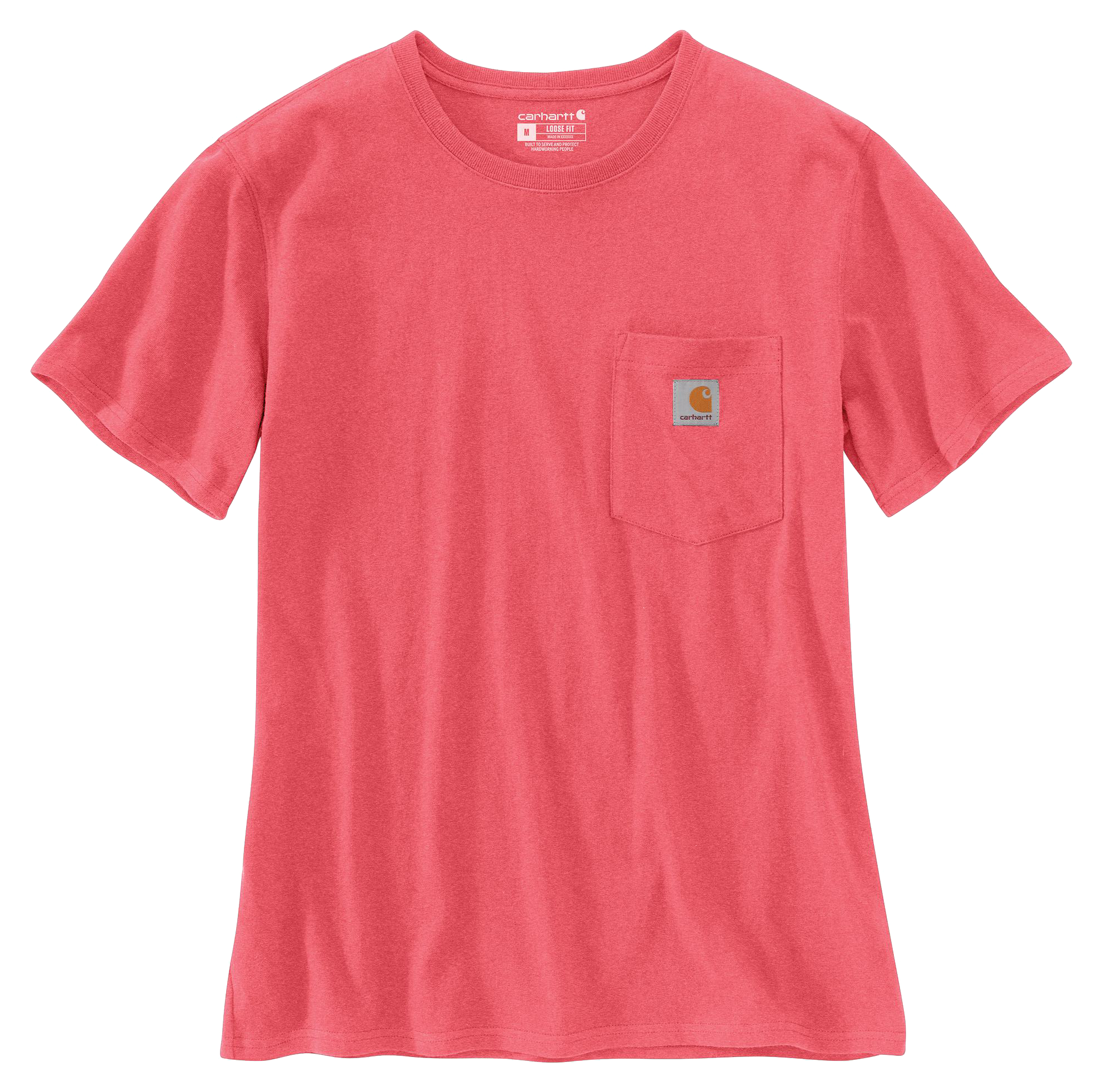 Image of Carhartt Loose Fit Heavyweight Short-Sleeve Pocket T-Shirt for Ladies - Pink Salmon Heather