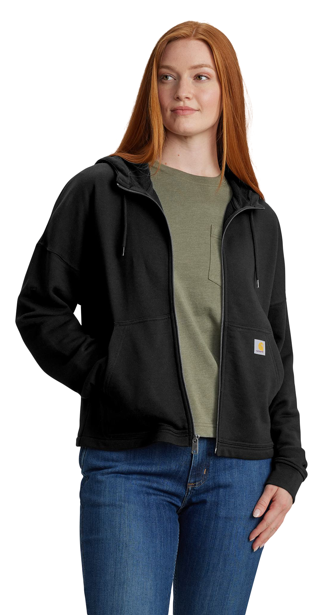 Image of Carhartt Tencel Fiber Series Loose-Fit Full-Zip Sweatshirt for Ladies - Black - S